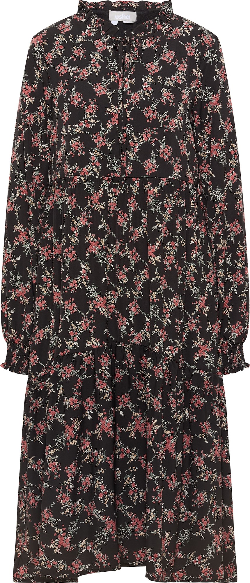 Usha Košilové šaty pastelově žlutá / zelená / červená / černá