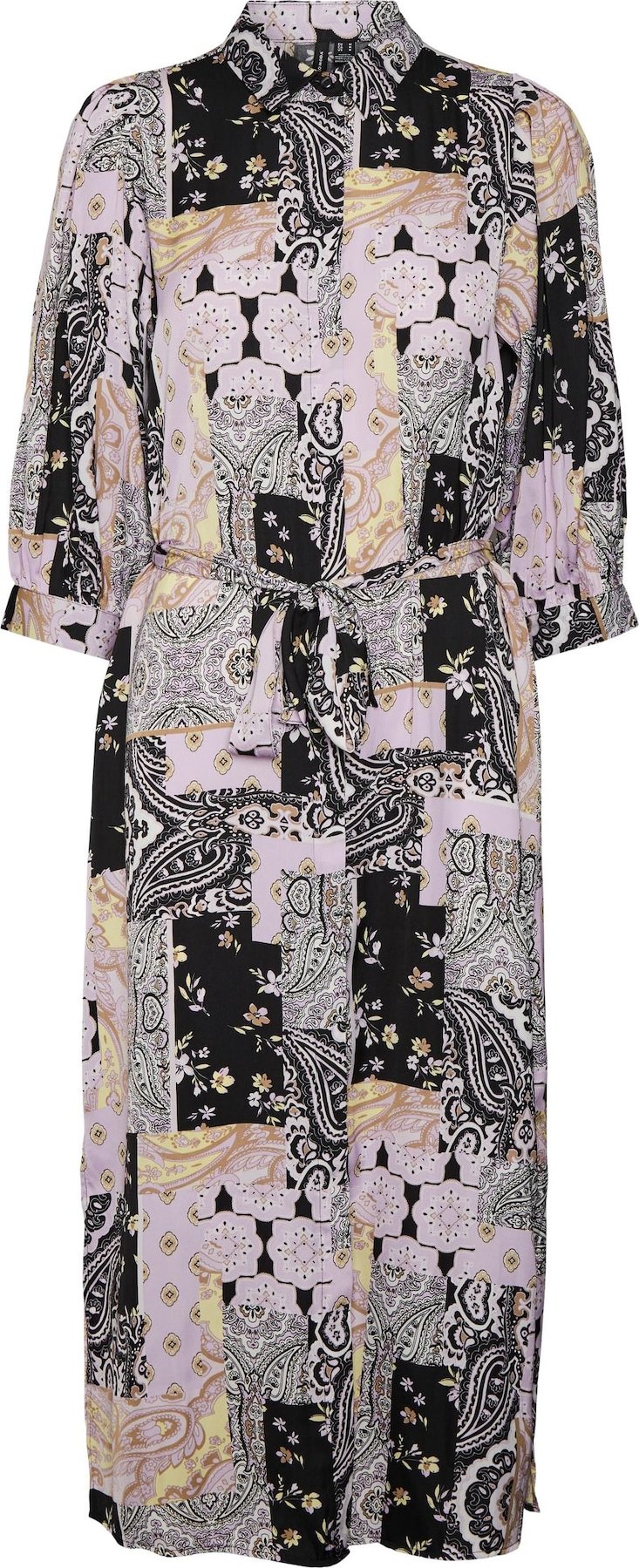 VERO MODA Košilové šaty 'Gigi' žlutá / pastelová fialová / mix barev / černá / bílá