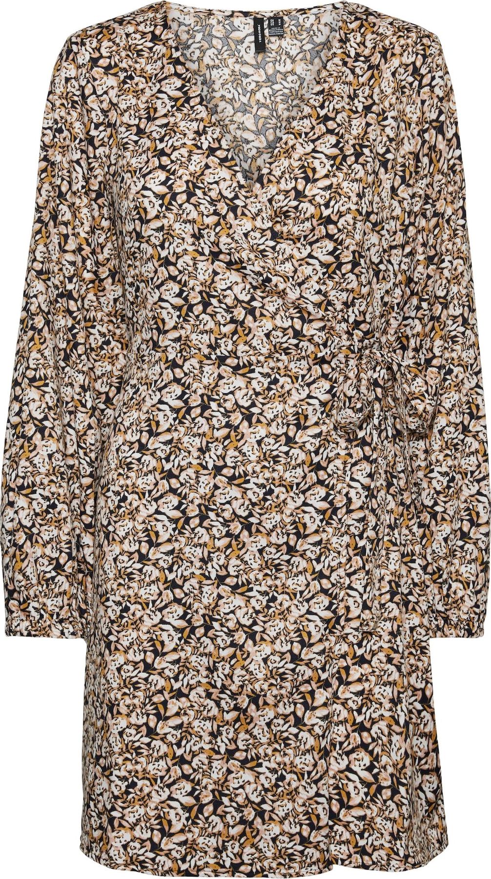 VERO MODA Šaty 'Isa' světle béžová / noční modrá / zlatě žlutá / bílá