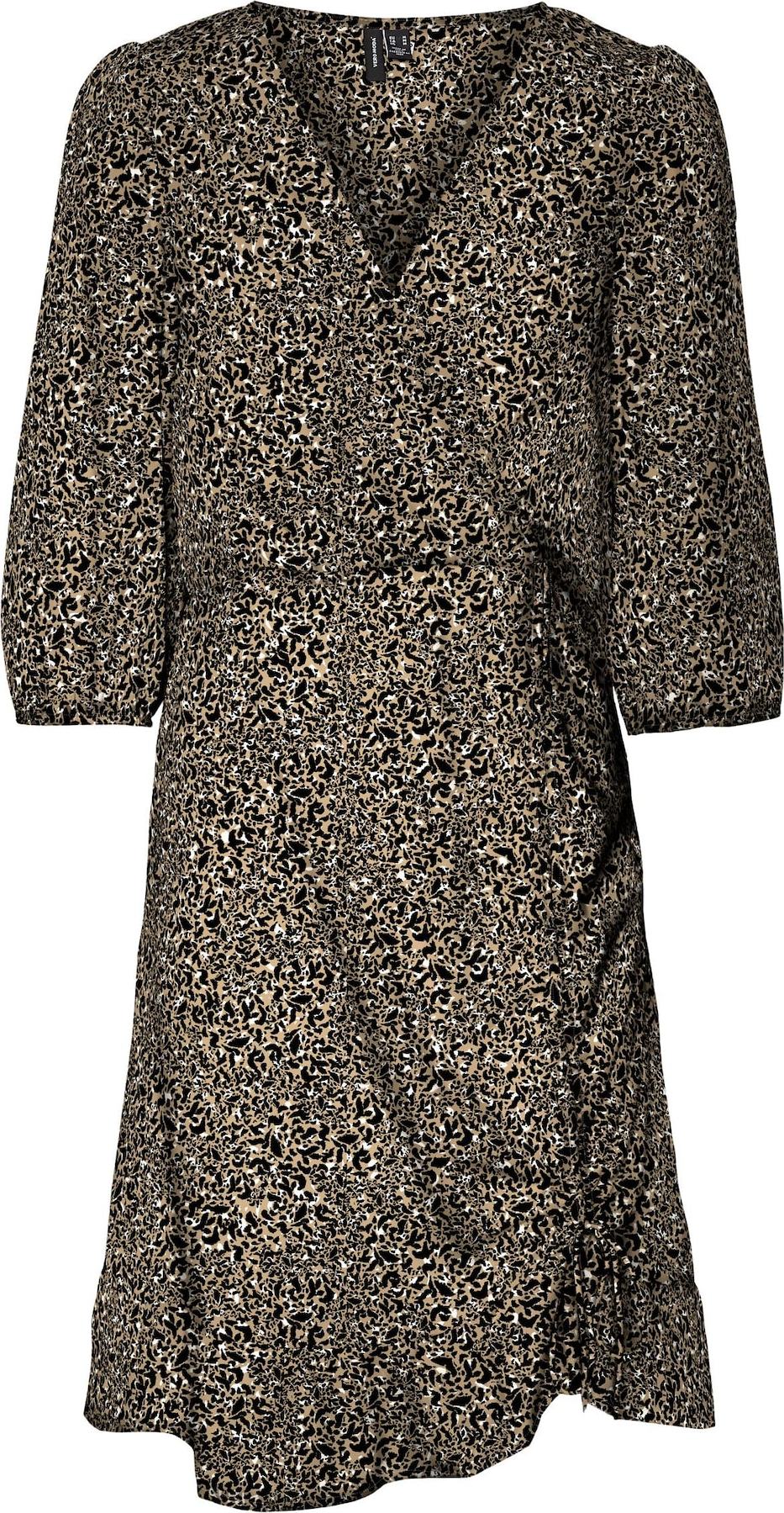 VERO MODA Šaty 'Olga' hnědá / černá / bílá