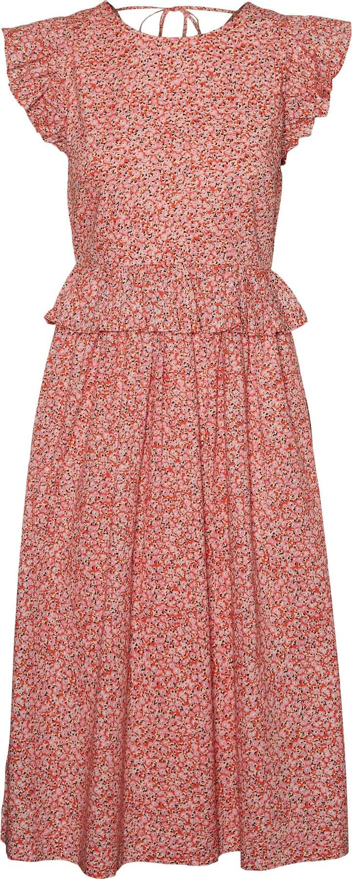 VERO MODA Šaty 'Urba' tmavě oranžová / růžová / černá / bílá