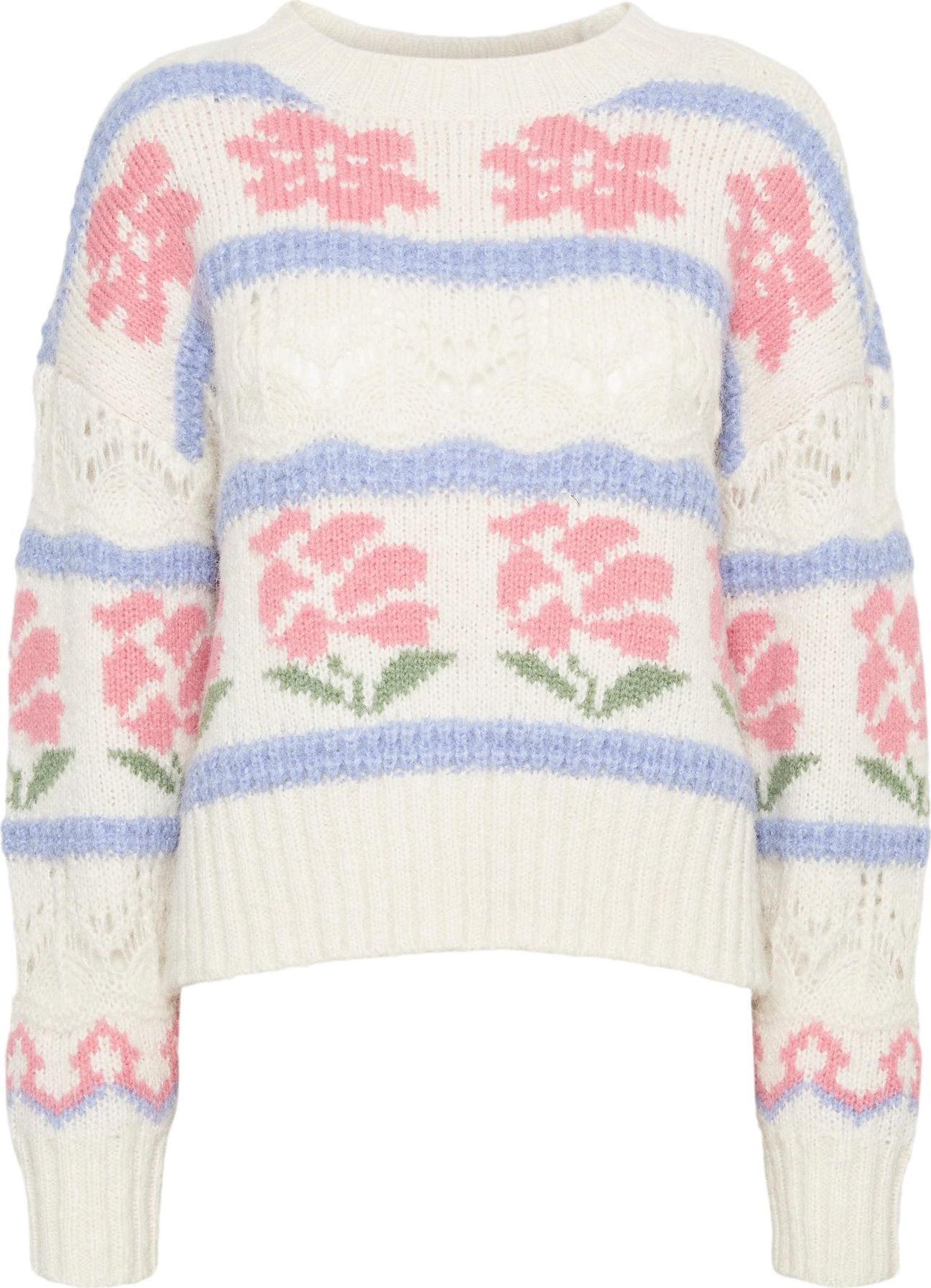 VERO MODA Svetr 'WINE' béžová / nebeská modř / trávově zelená / růžová