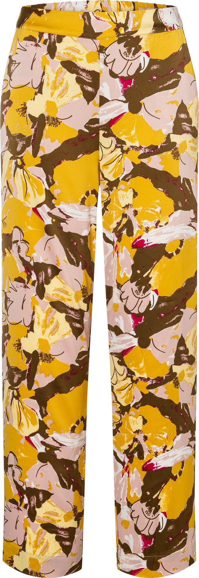 VILA Kalhoty 'Asra' hnědá / žlutá / světle žlutá / růžová / malinová
