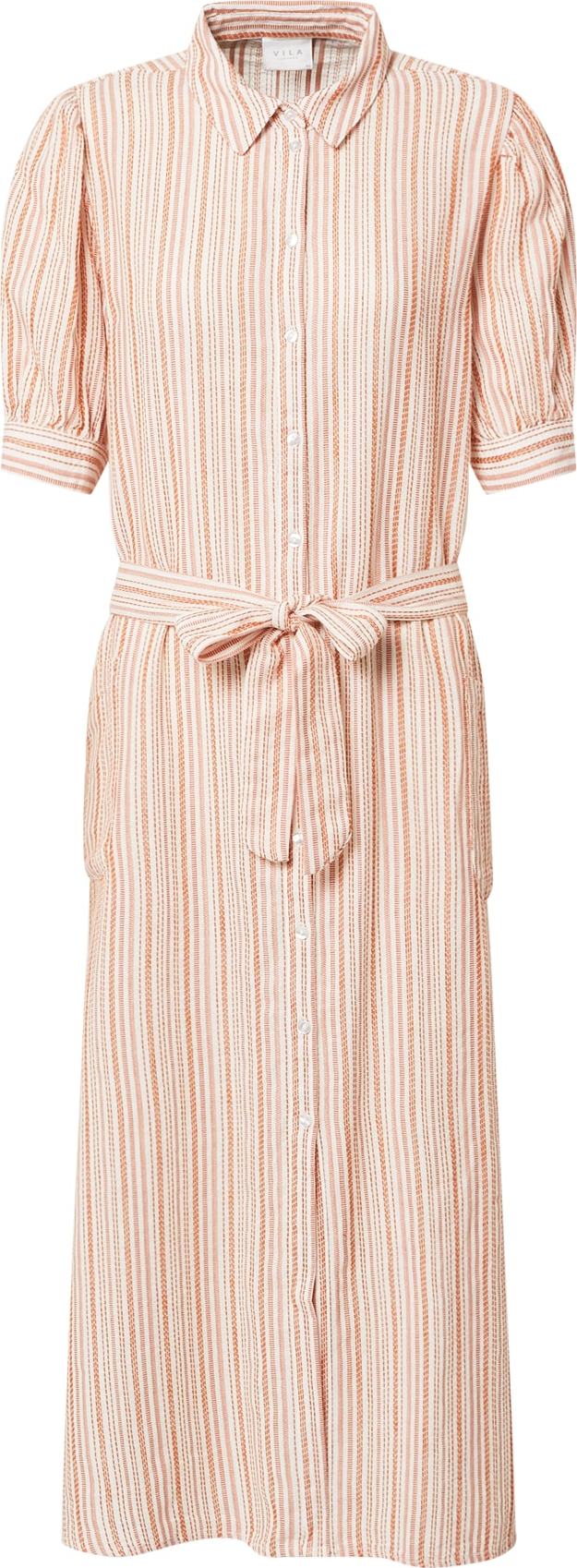 VILA Košilové šaty 'VIGGA' oranžová / bílá