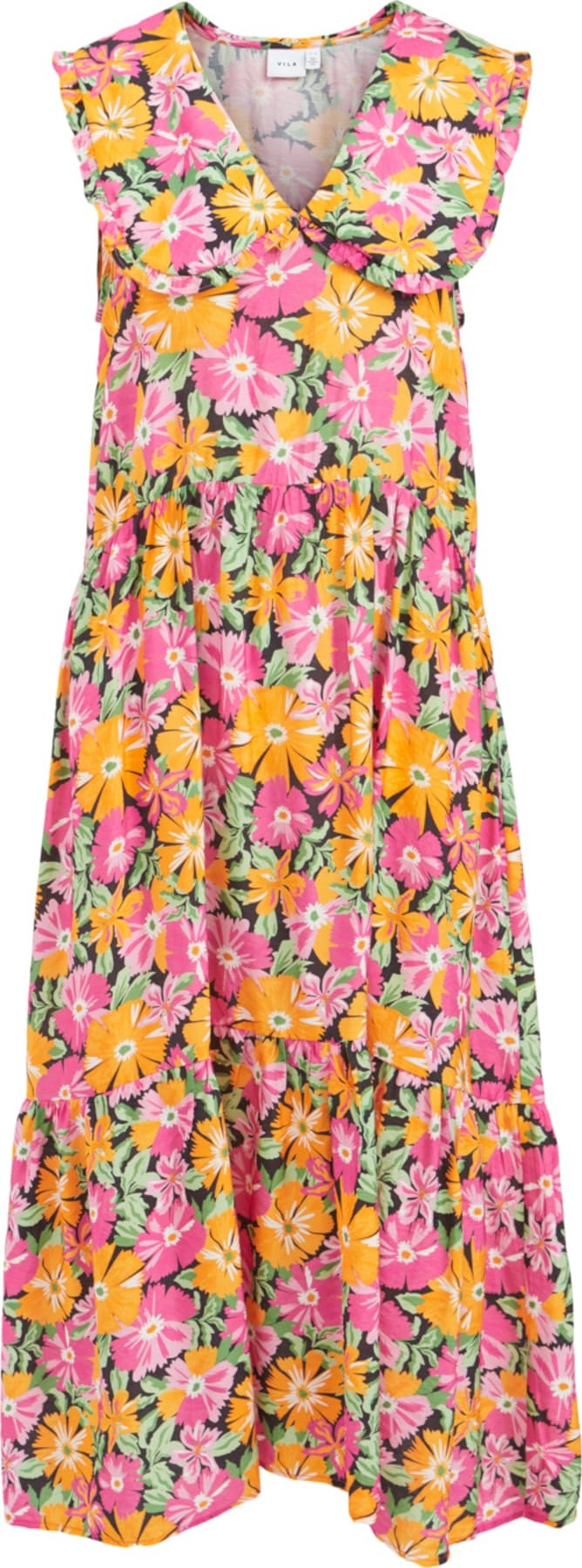 VILA Šaty 'COLMENA' zelená / oranžová / pink / černá / bílá