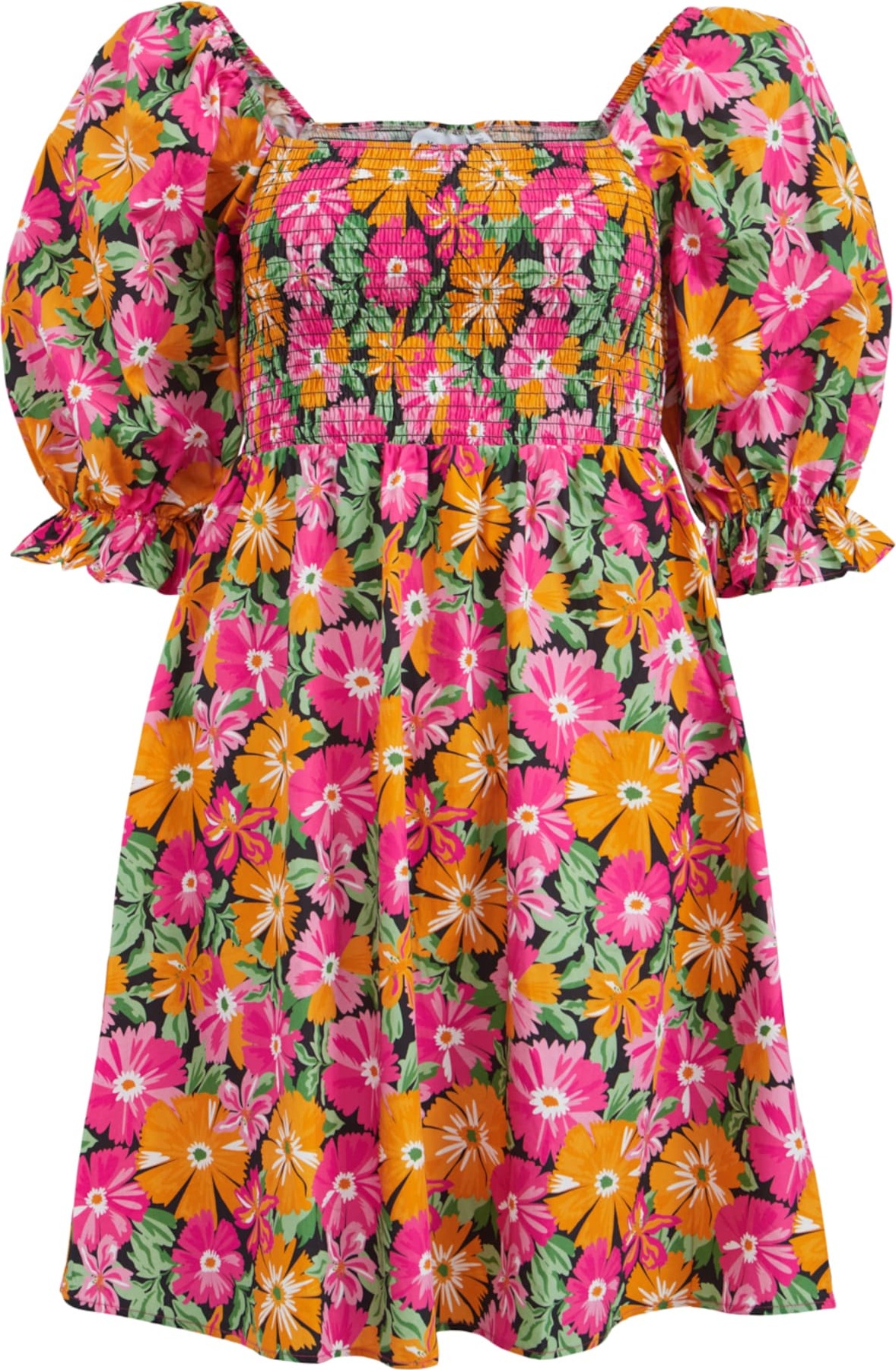 VILA Šaty 'COLMENA' zelená / oranžová / pink / černá / bílá