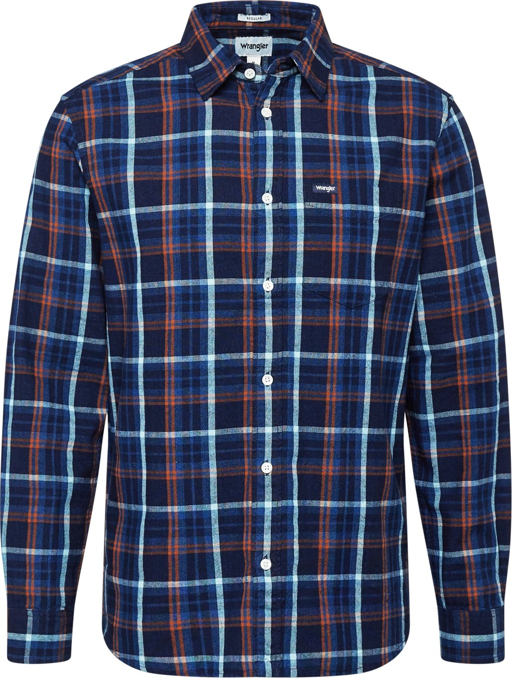WRANGLER Košile nebeská modř / tmavě modrá / oranžová / bílá