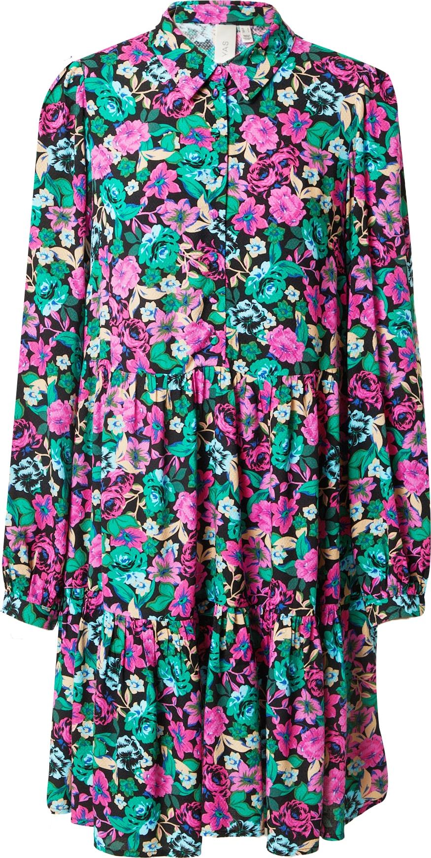 Y.A.S Košilové šaty světlemodrá / zelená / světle růžová / černá