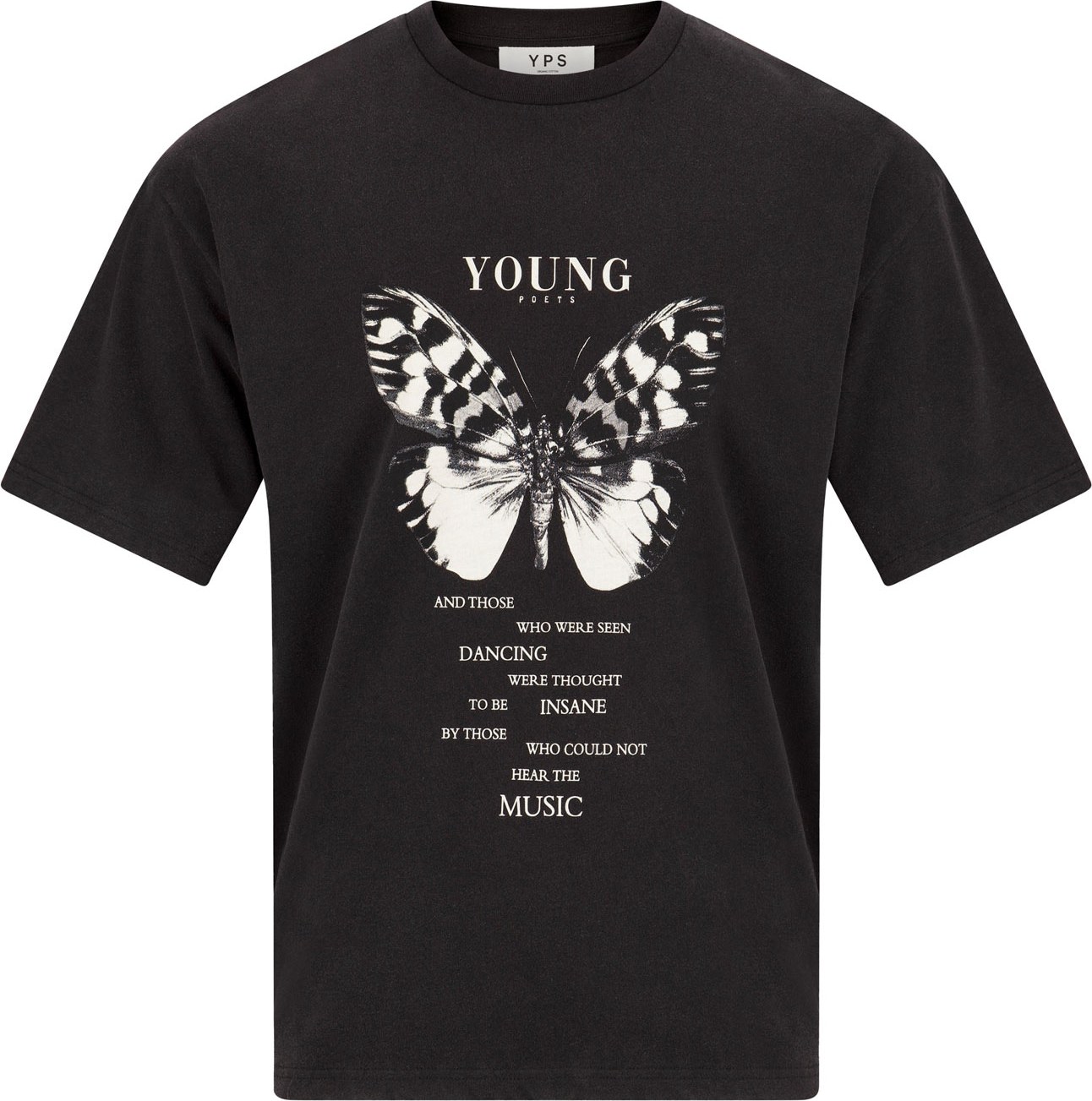 Young Poets Tričko 'Yoricko' černá / bílá