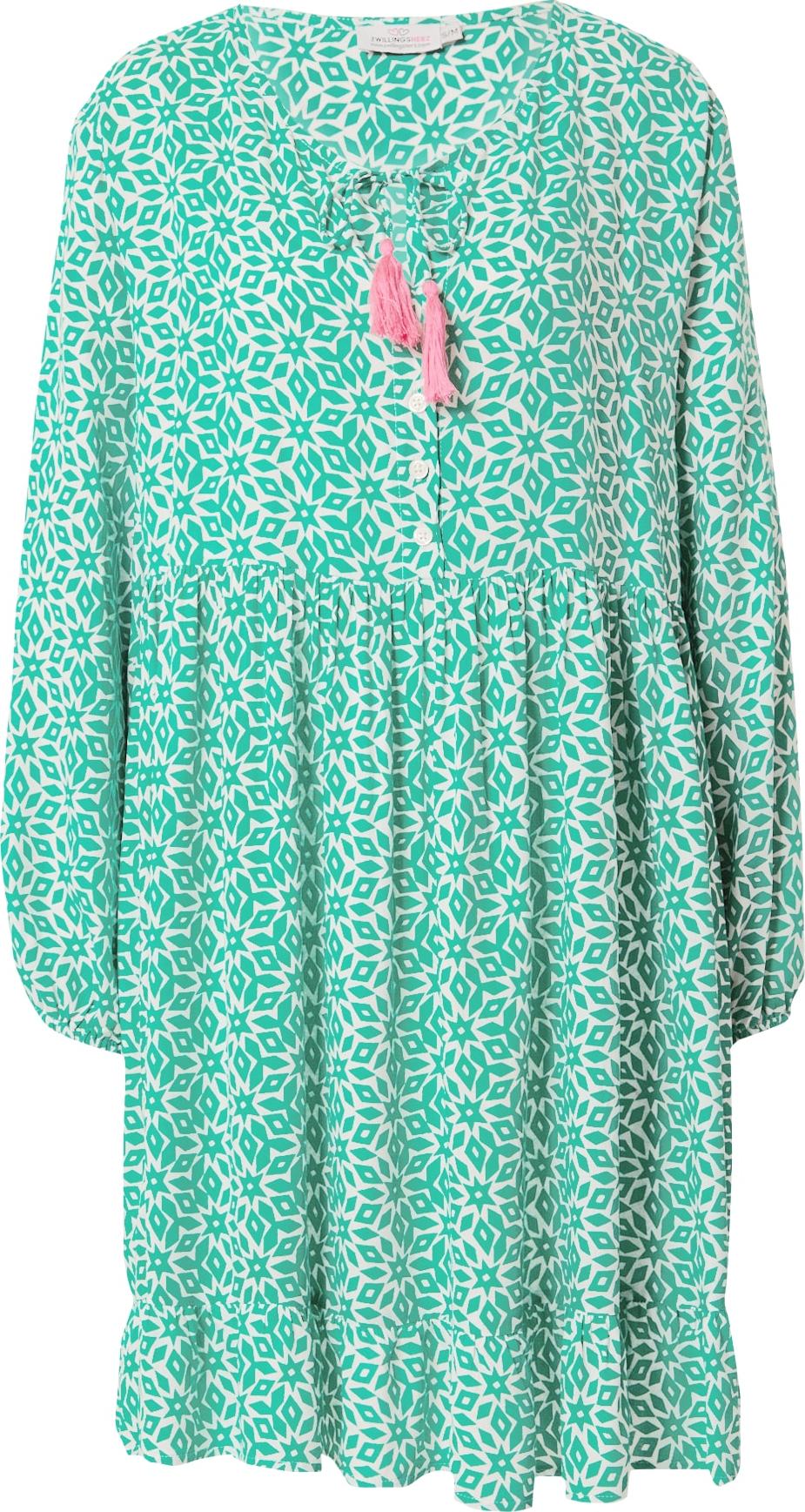 Zwillingsherz Šaty 'Melody' nefritová / bílá