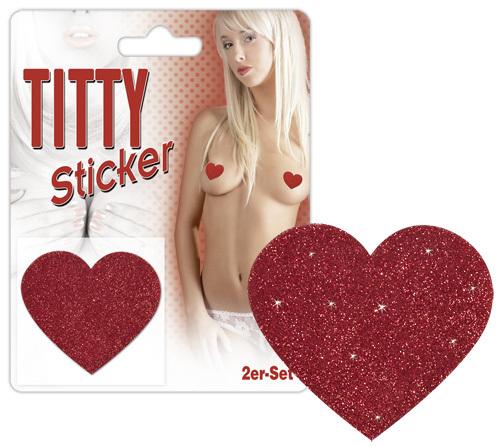 Titty Sticker Ozdoby na bradavky srdíčka - červená Cottelli Collection