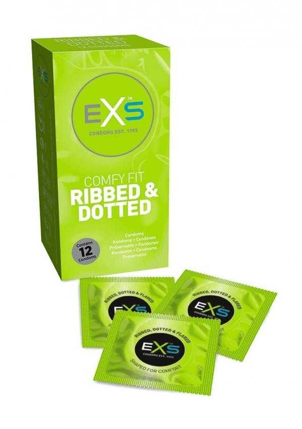 EXS Ribbed and Dotted Kondomy 12 ks EXS