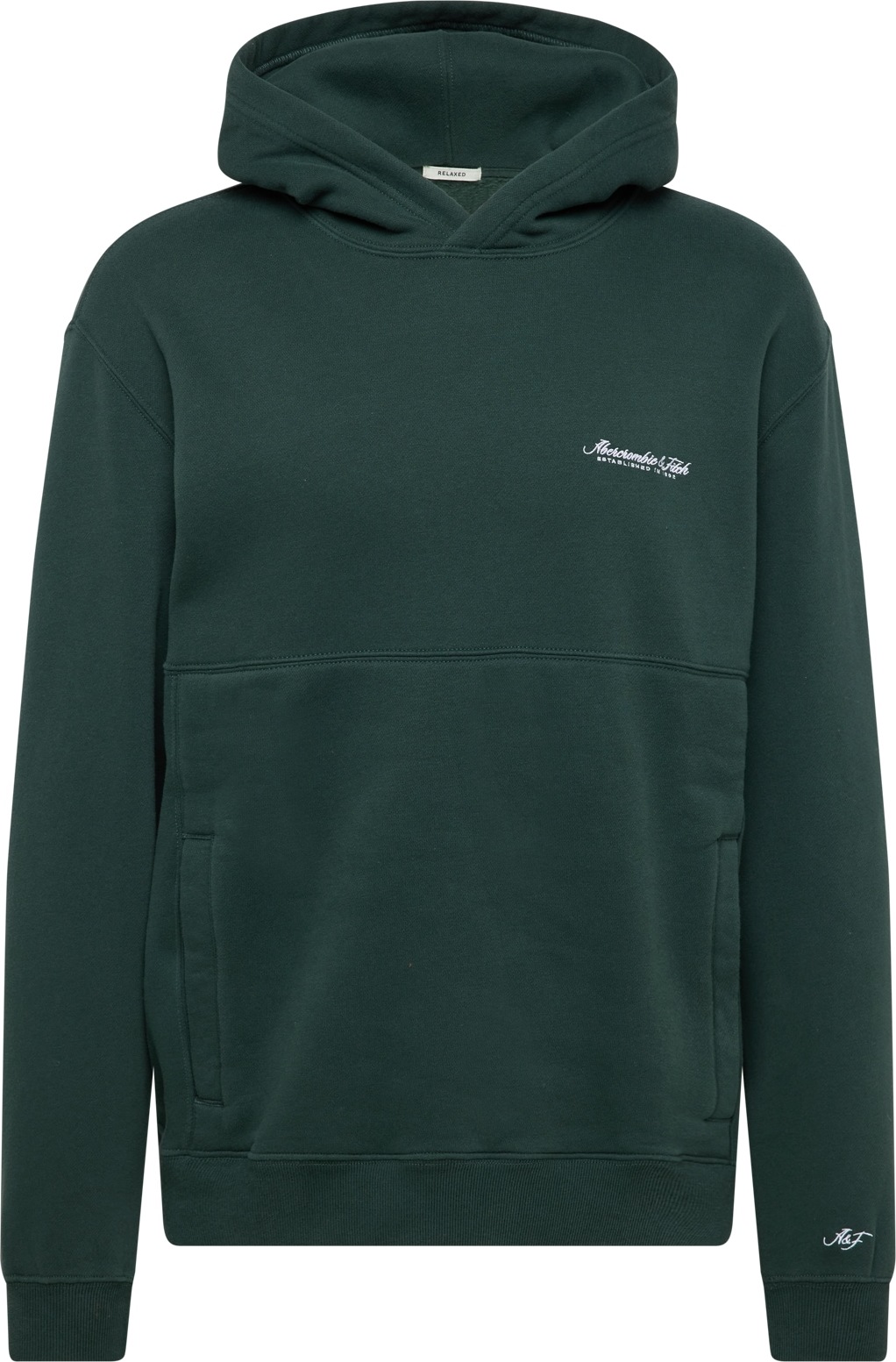 Abercrombie & Fitch Mikina tmavě zelená / bílá