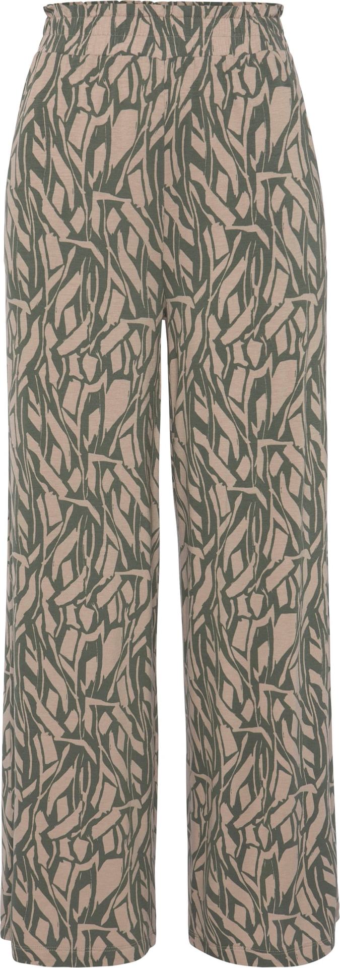 BUFFALO Kalhoty šedobéžová / tmavě zelená