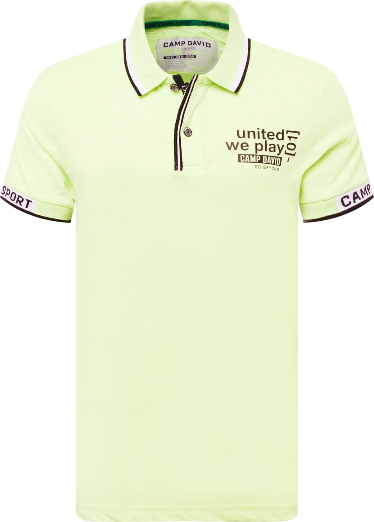 CAMP DAVID Tričko limone / černá / bílá