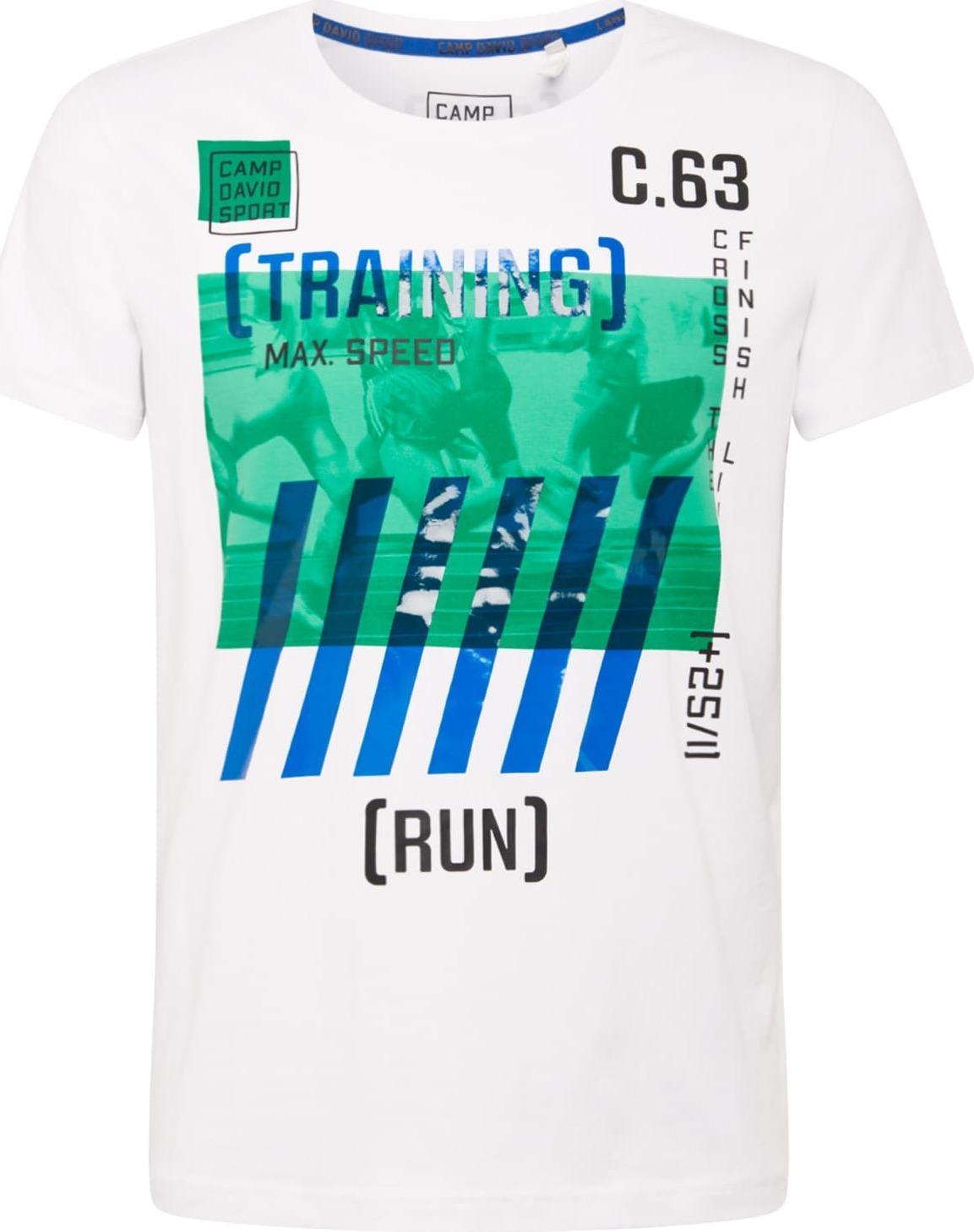 CAMP DAVID Tričko marine modrá / královská modrá / světle zelená / černá / bílá