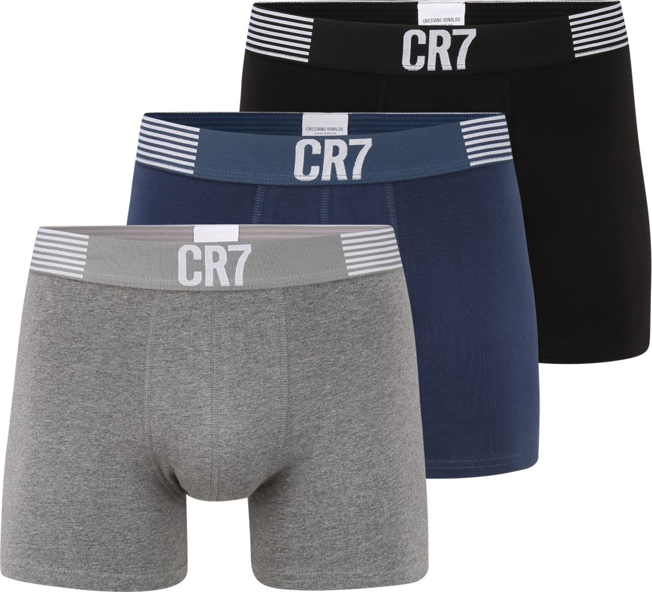 CR7 - Cristiano Ronaldo Boxerky marine modrá / šedý melír / černá / bílá