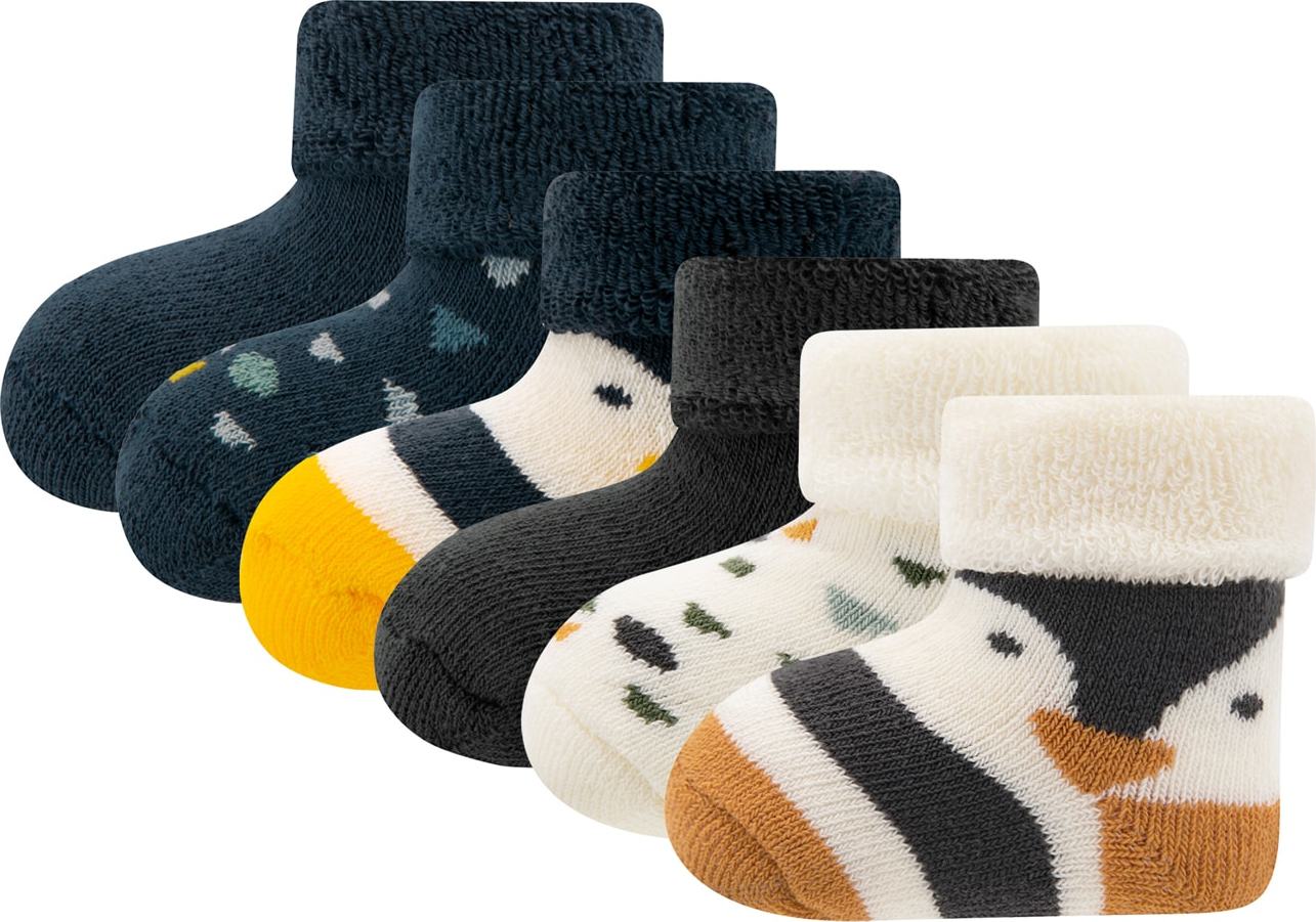 EWERS Ponožky 'PINGUIN' námořnická modř / karamelová / žlutá / barva bílé vlny