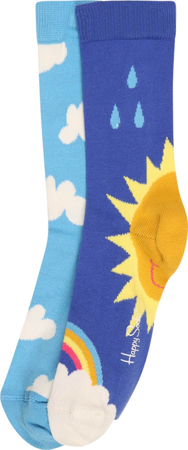 Happy Socks Ponožky 'After Rain' královská modrá / nebeská modř / zlatě žlutá / limone / bílá
