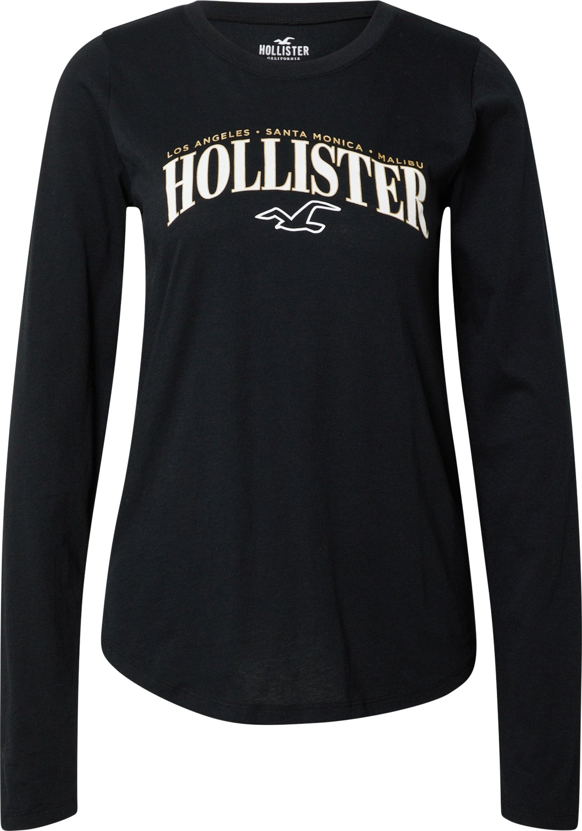 HOLLISTER Tričko zlatá / černá / bílá