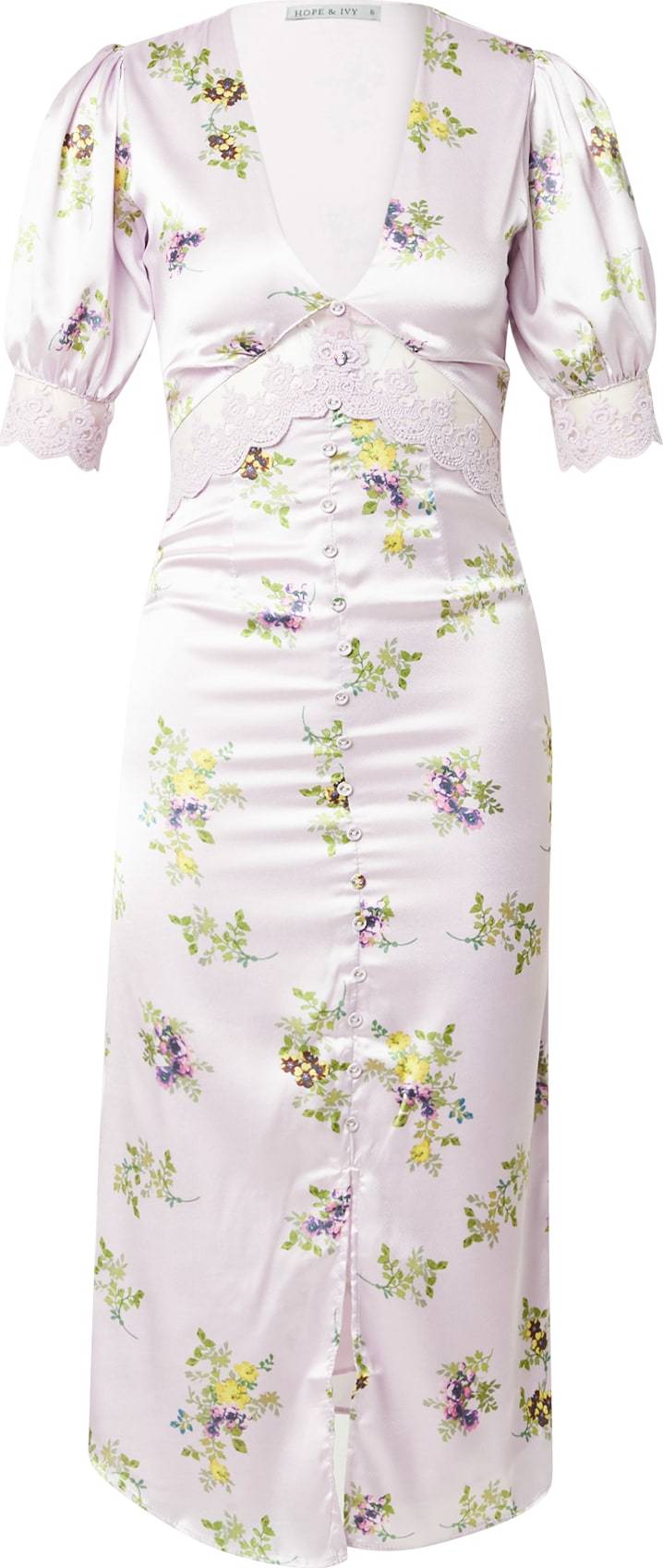 Hope & Ivy Košilové šaty 'THE MABEL' žlutá / světle zelená / fialová