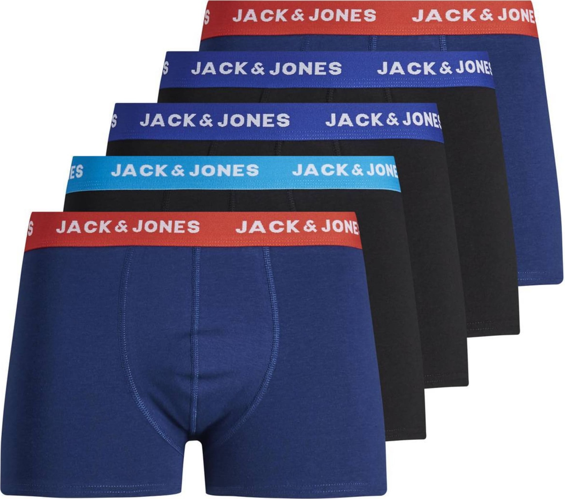 JACK & JONES Boxerky azurová modrá / tmavě modrá / červená / černá / bílá