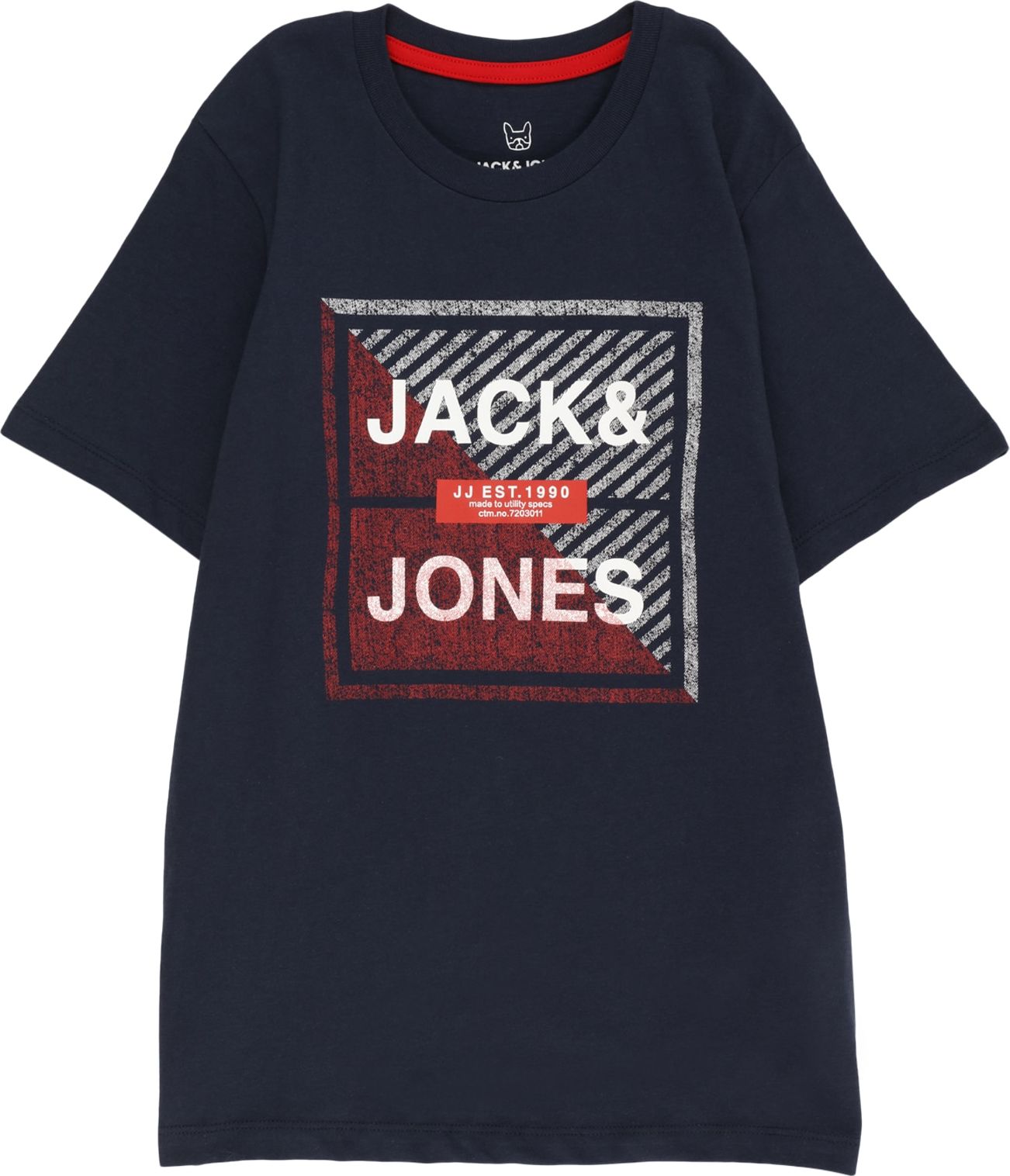 Jack & Jones Junior Tričko 'KAIN' námořnická modř / ohnivá červená / bílá / offwhite