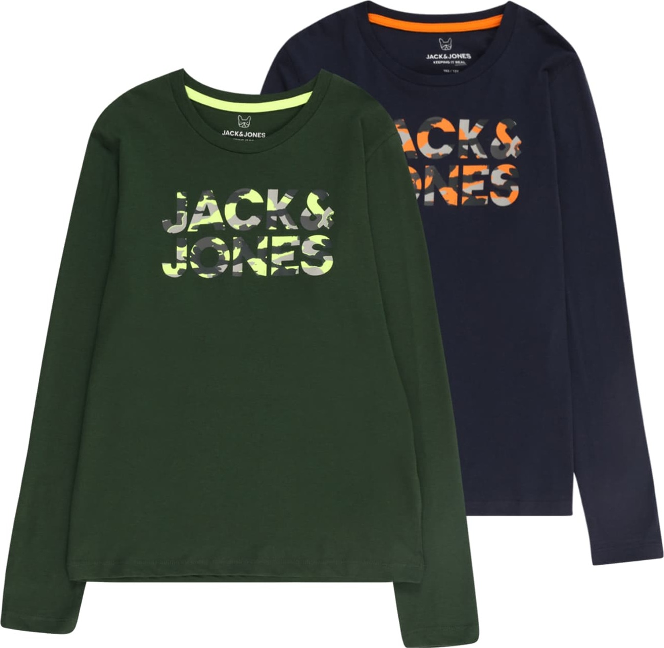 Jack & Jones Junior Tričko 'MILES' námořnická modř / mátová / tmavě zelená / oranžová
