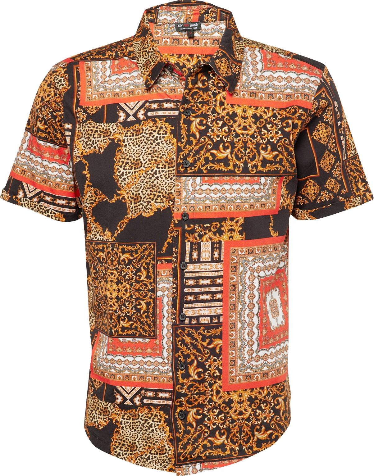 Key Largo Košile 'BOND' hnědá / zlatá / oranžová / černá