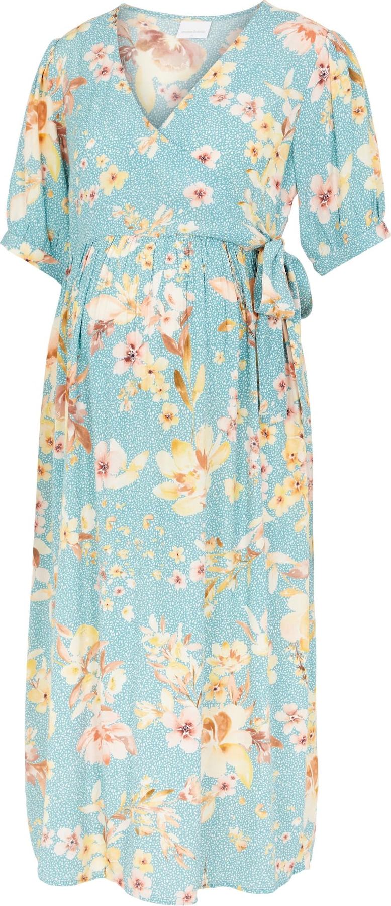 MAMALICIOUS Šaty 'Vaiana' žlutá / nefritová / tmavě růžová / bílá