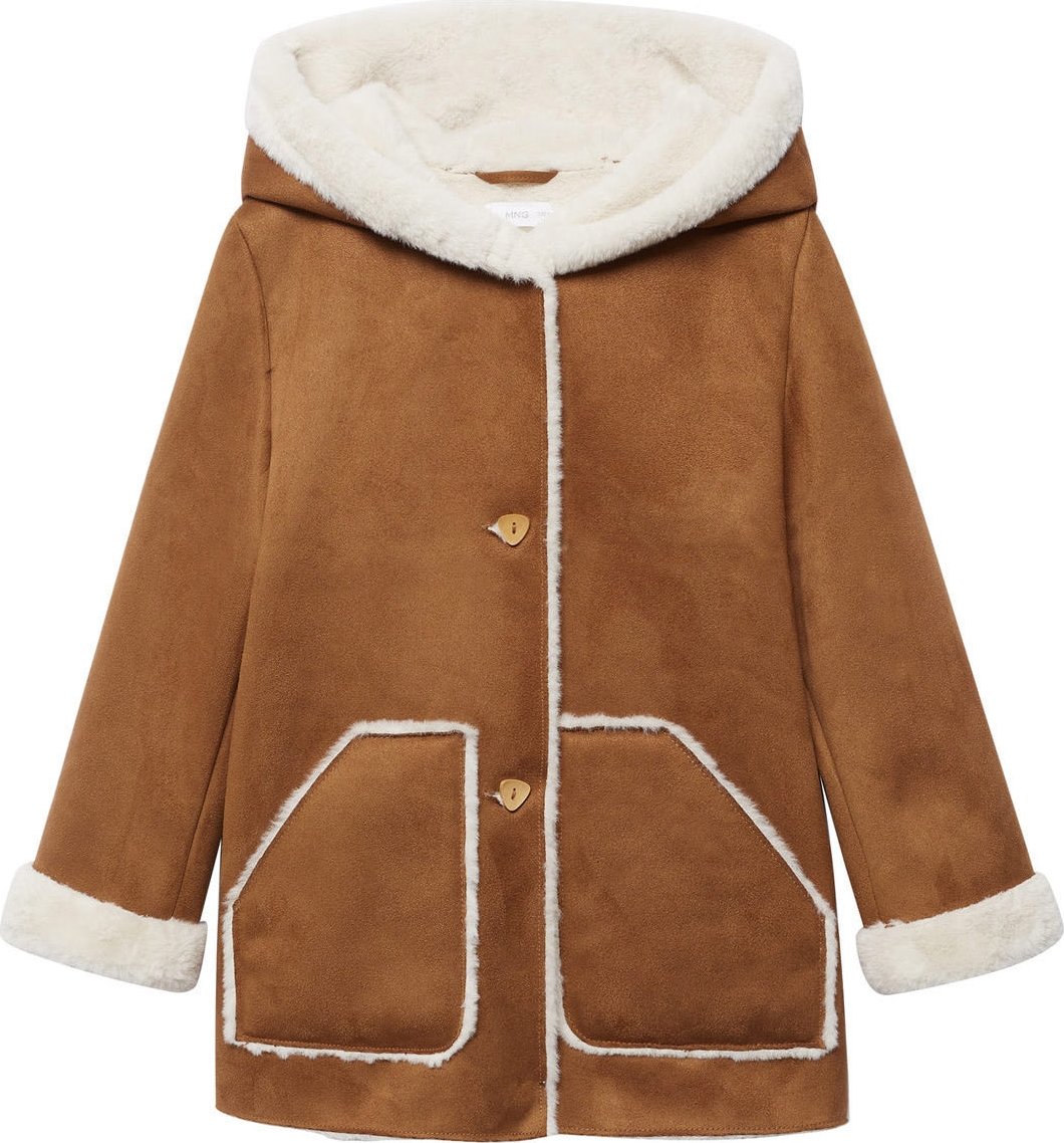 MANGO KIDS Kabát 'Juliana' karamelová / bílá