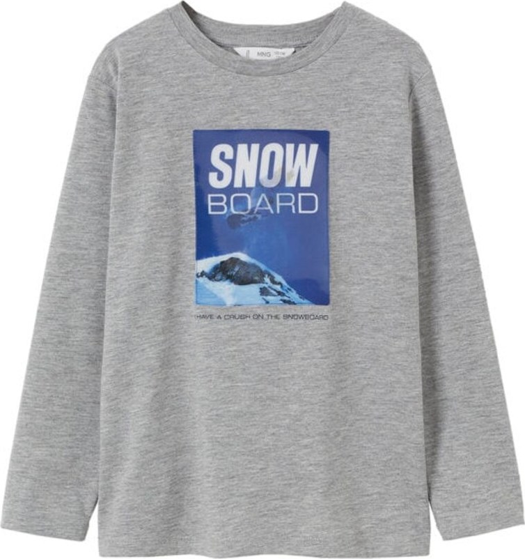 MANGO KIDS Tričko 'Snow' modrá / šedý melír / bílá