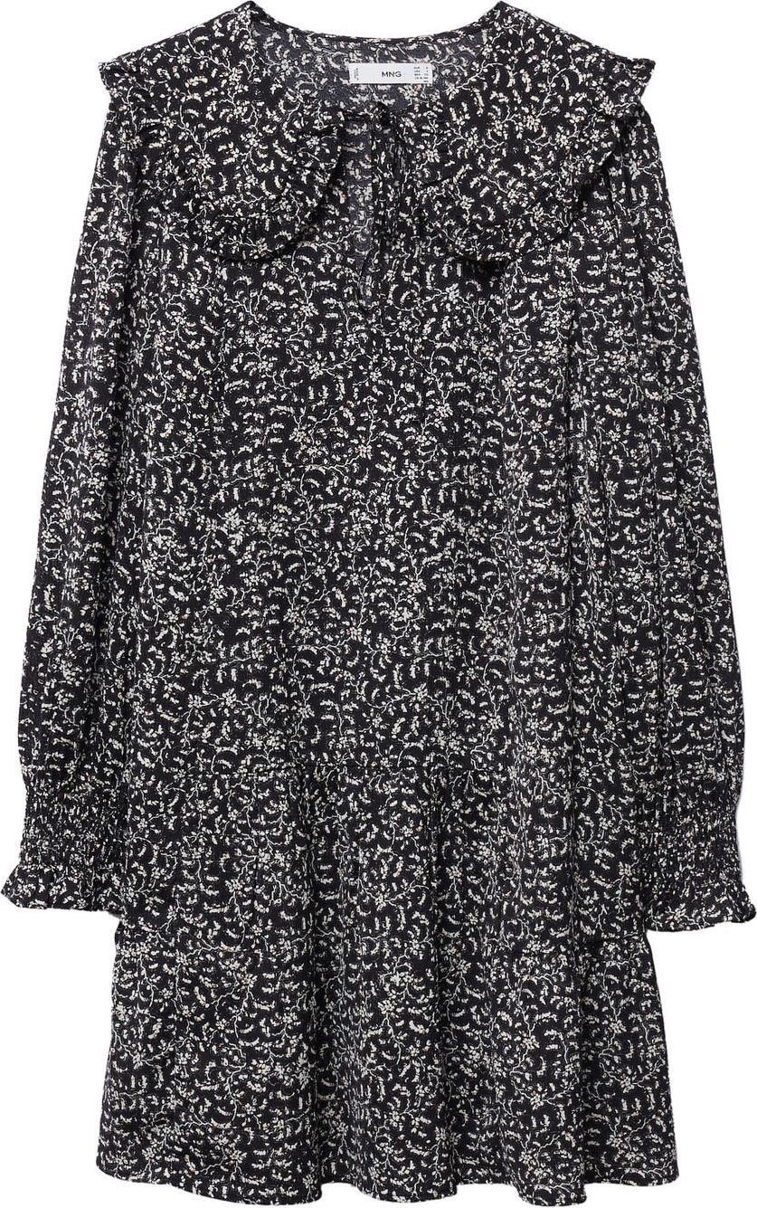 MANGO Košilové šaty 'Kido' černá / bílá