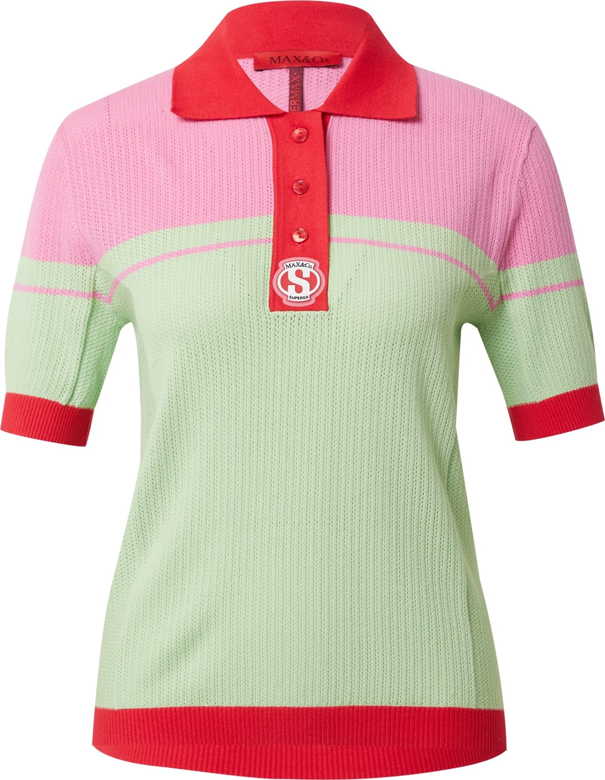 MAX&Co. Svetr 'TOPSPIN' světle zelená / světle růžová / červená