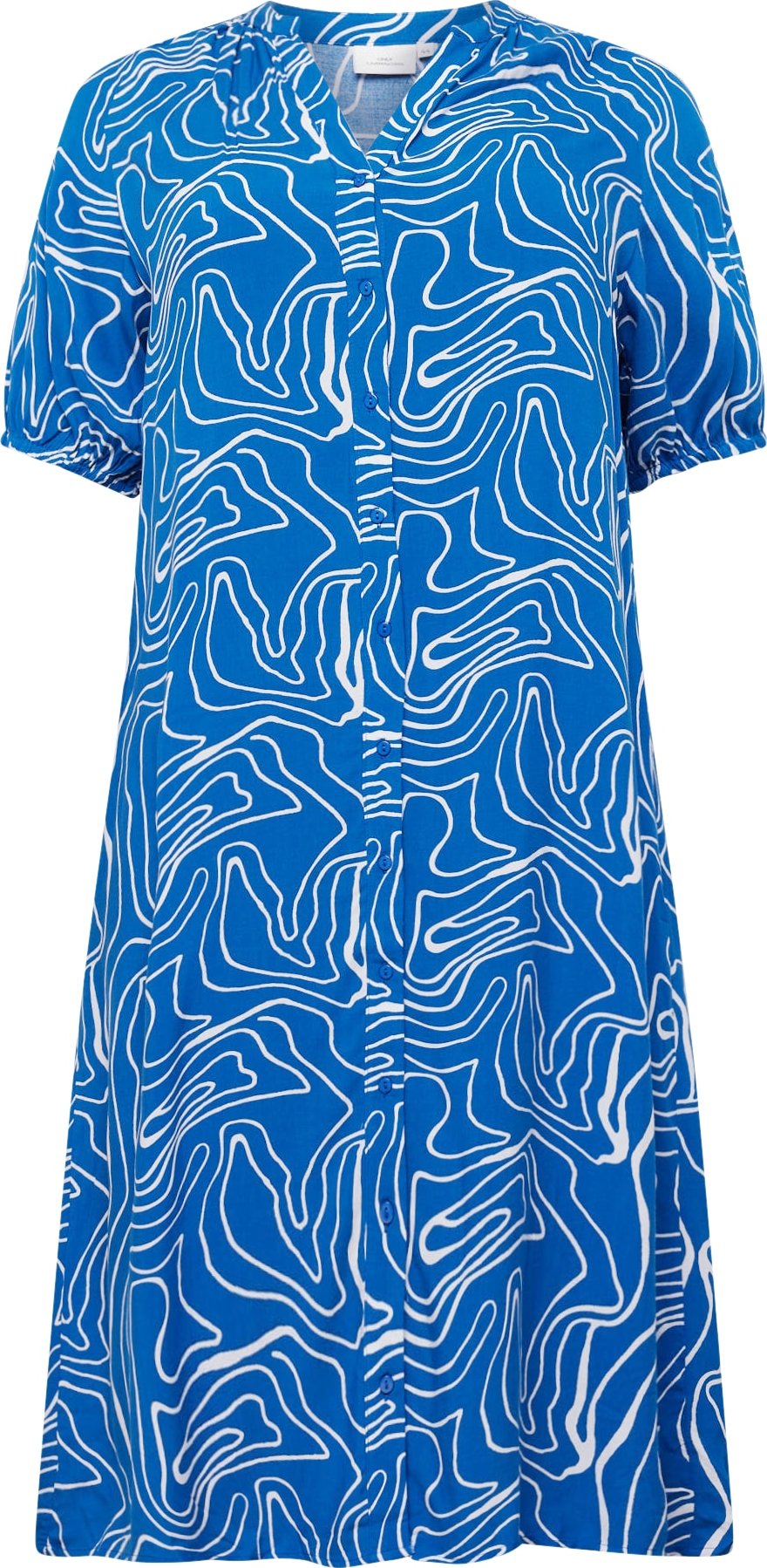 ONLY Carmakoma Košilové šaty 'DES ALLIE' královská modrá / bílá