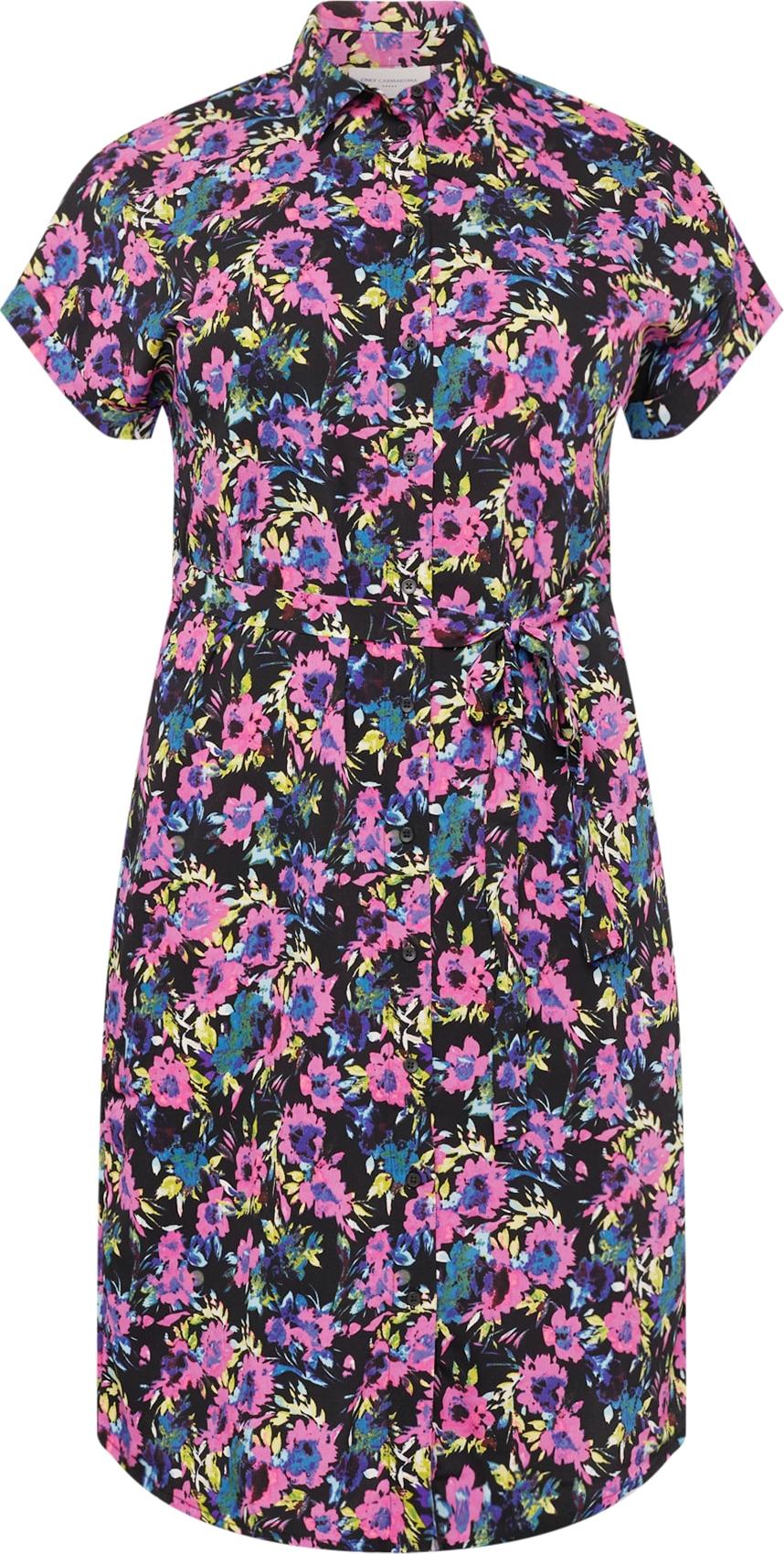 ONLY Carmakoma Košilové šaty 'PINNA' modrá / žlutá / orchidej / černá