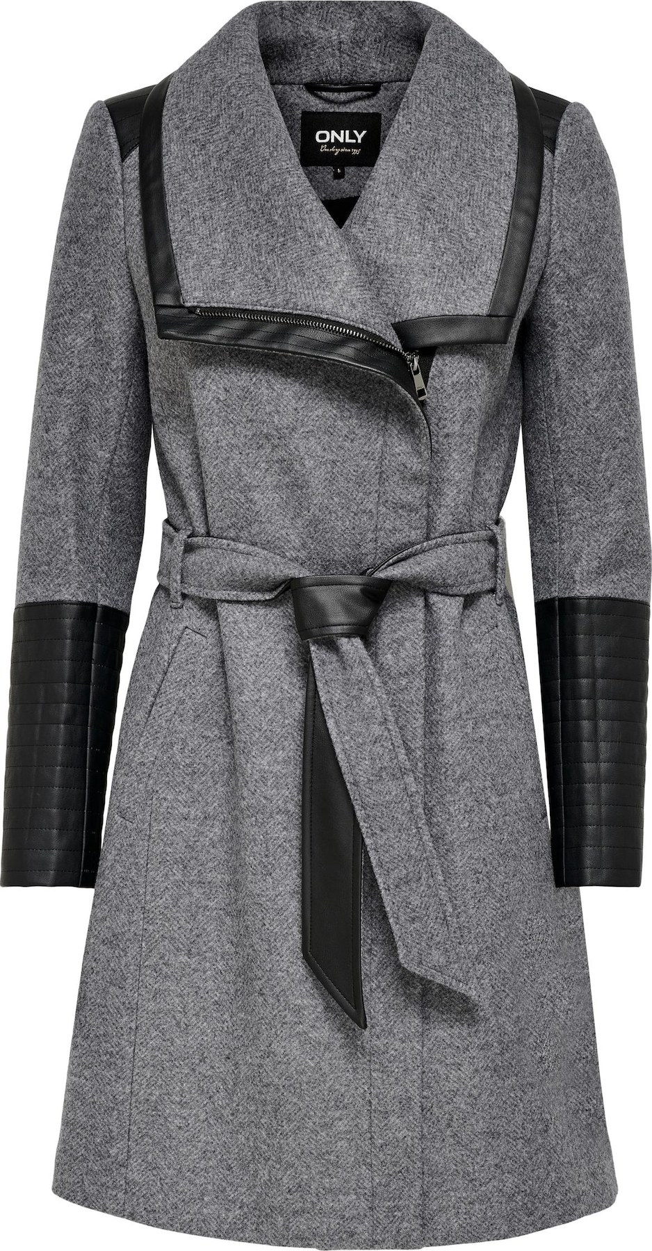 ONLY Přechodný kabát 'ELLY' šedý melír / černá