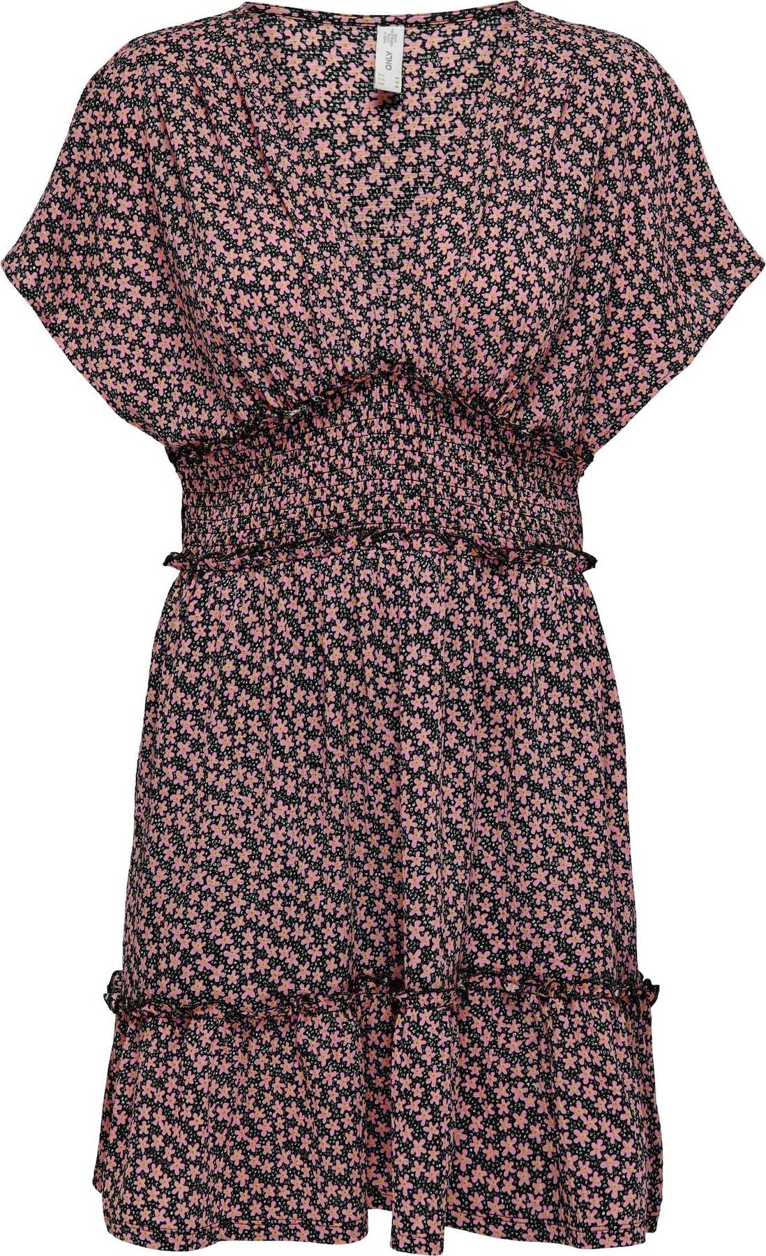 ONLY Šaty 'PELLA' hořčicová / orchidej / černá