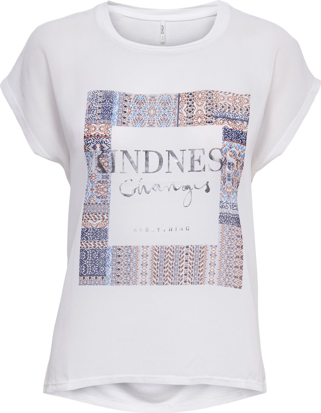 ONLY Tričko 'Aria' modrá / jasně oranžová / bílá