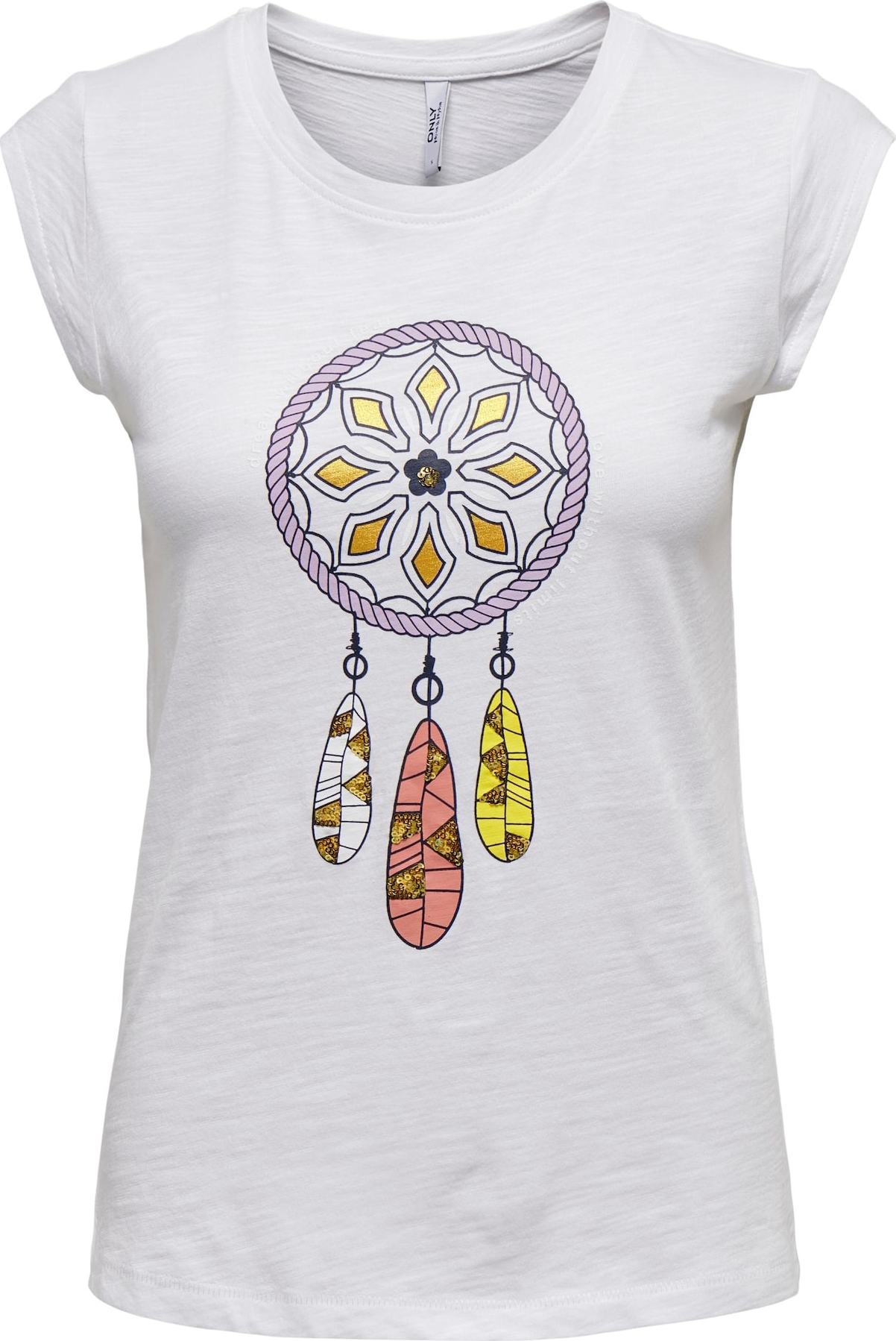 ONLY Tričko 'BONE' žlutá / pastelová fialová / pink / černá / bílá