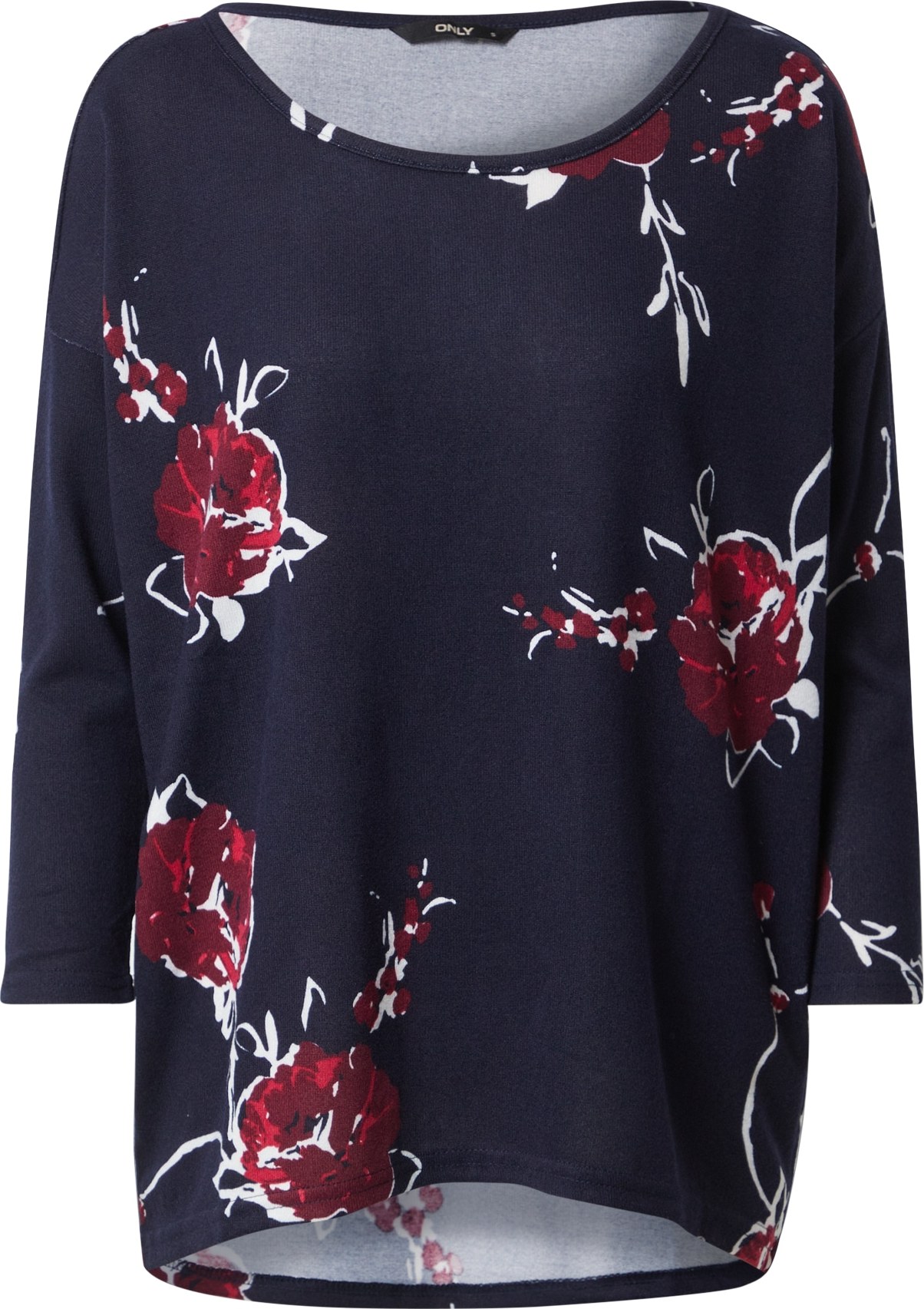 ONLY Tričko 'Elcos' noční modrá / bordó / ohnivá červená / bílá