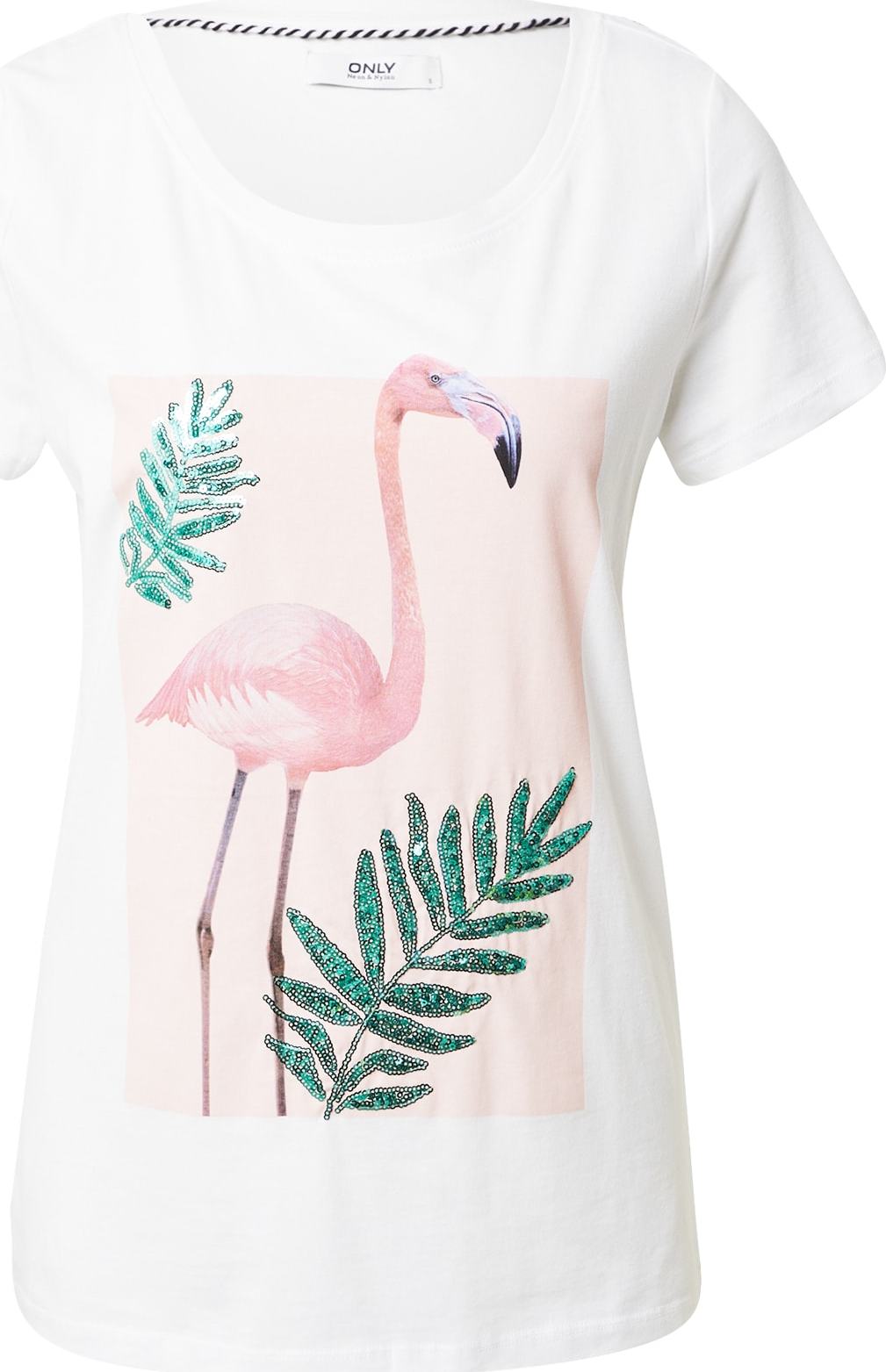 ONLY Tričko 'Kita' zelená / světle růžová / bílá
