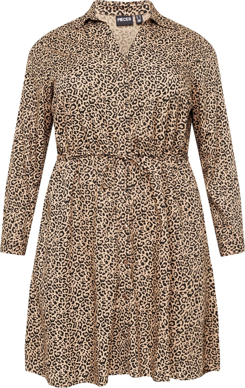 PIECES Curve Košilové šaty 'NOVA' písková / černá