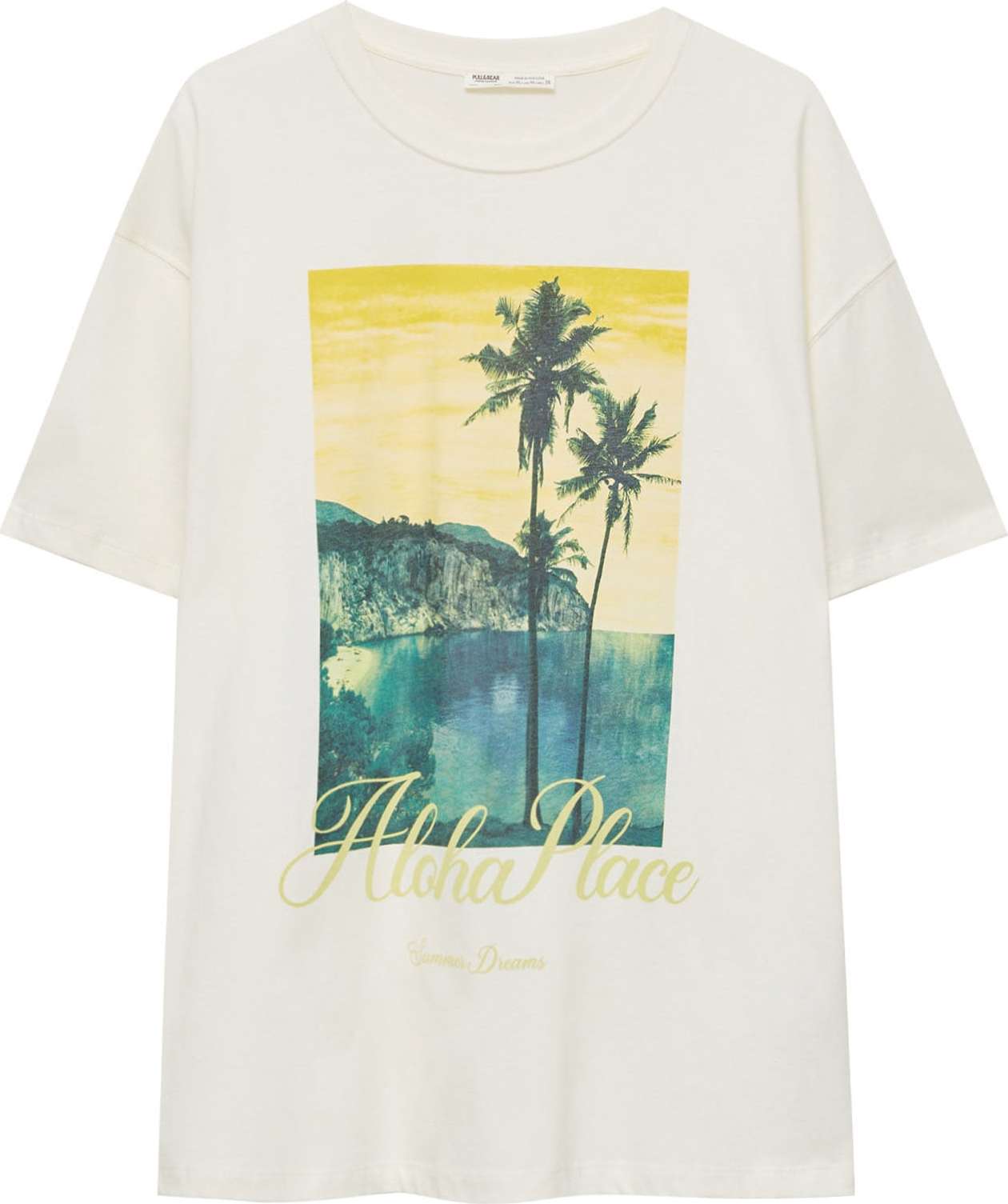 Pull&Bear Oversized tričko žlutá / petrolejová / tmavě zelená / bílá