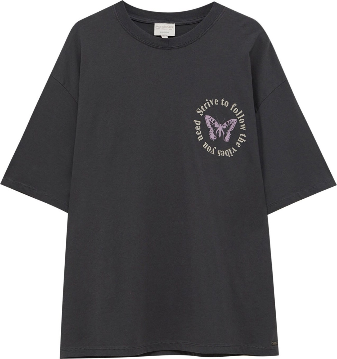 Pull&Bear Tričko tmavě béžová / antracitová