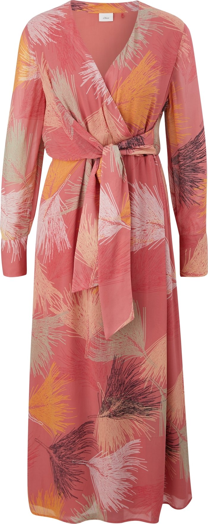 s.Oliver BLACK LABEL Šaty šedobéžová / meruňková / černá / bílá