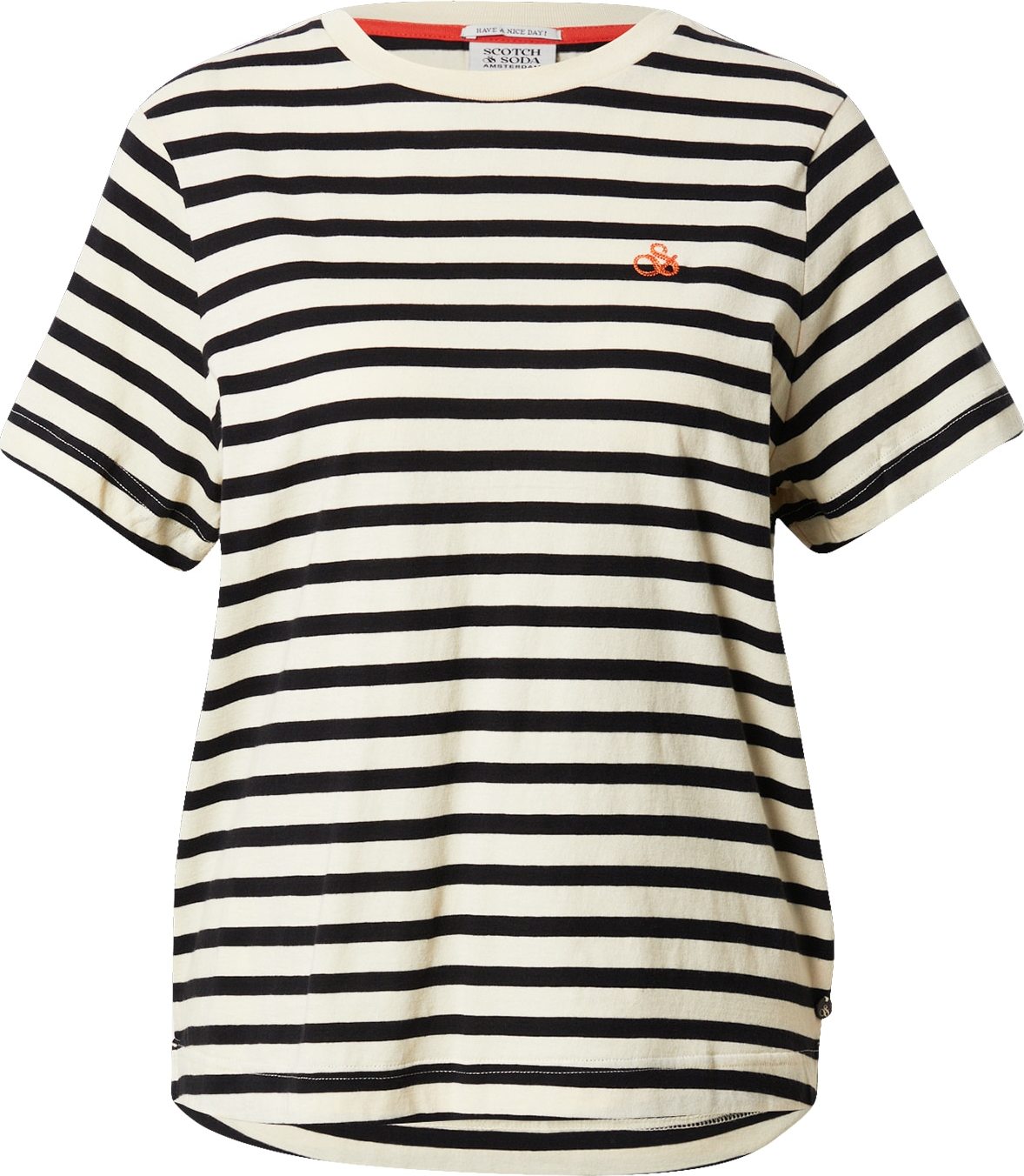 SCOTCH & SODA Tričko krémová / světle červená / černá