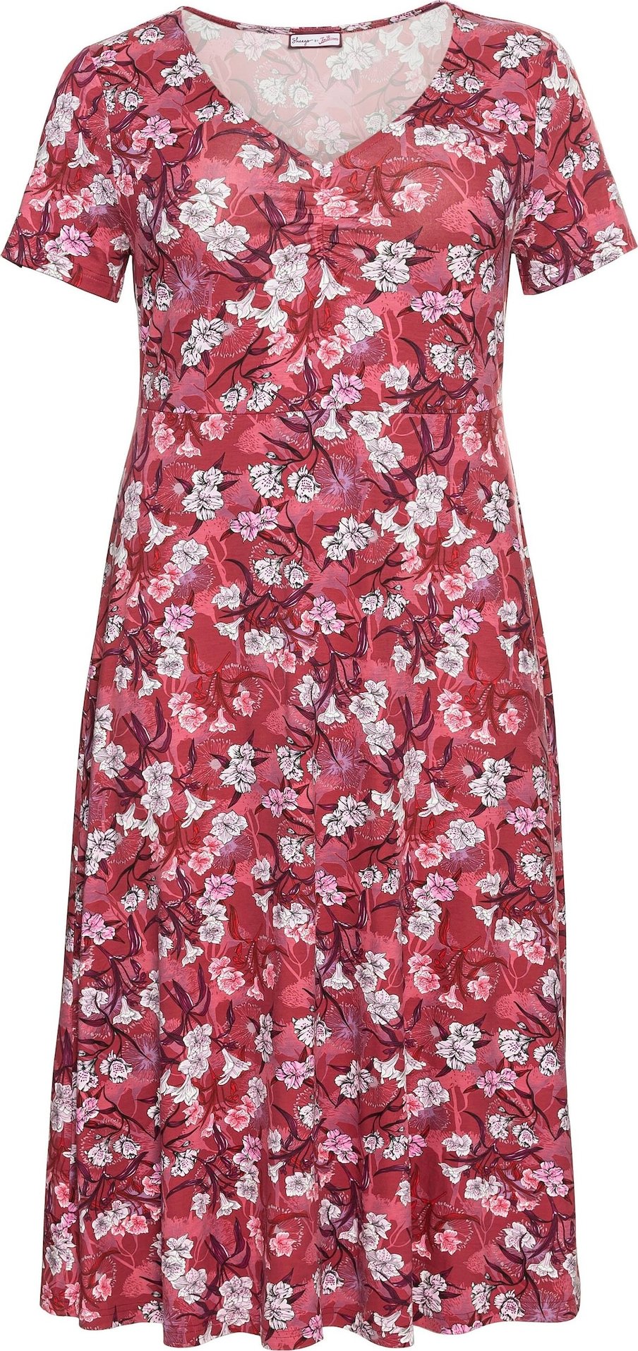 SHEEGO Šaty růžová / bordó / pastelově červená / bílá