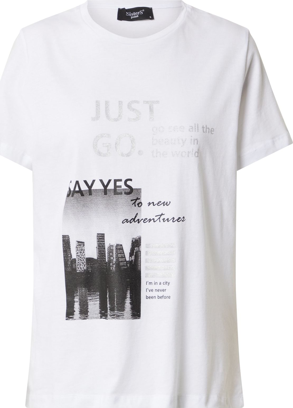 SISTERS POINT Tričko 'Maia' šedá / černá / stříbrná / bílá