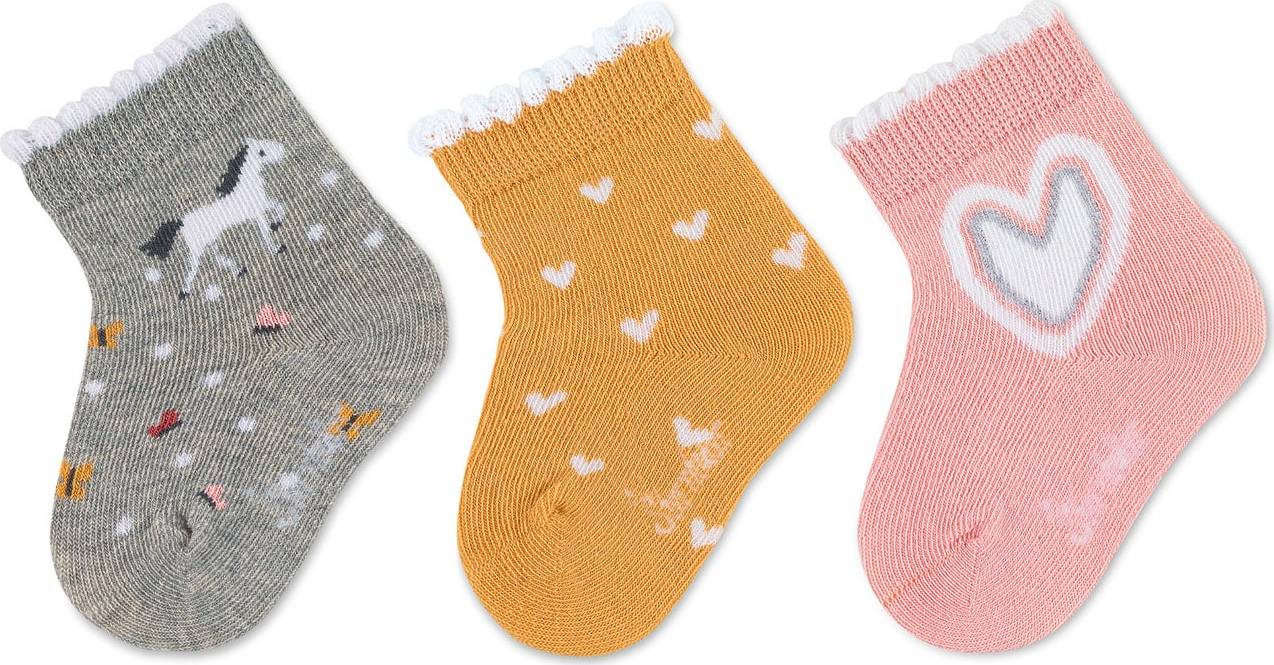STERNTALER Ponožky medová / šedá / mix barev / starorůžová